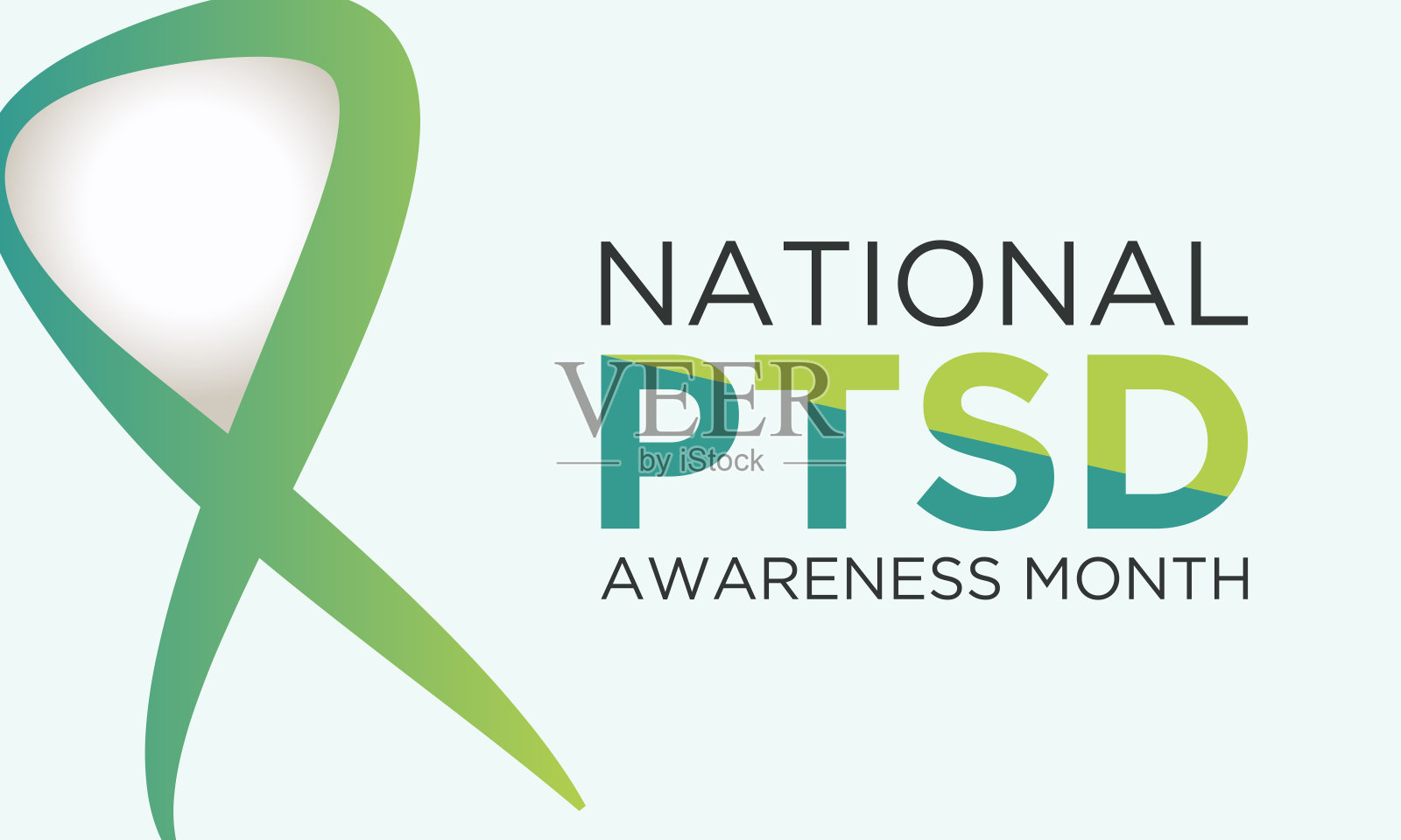 每年6月为PTSD宣传月。六月是全国创伤后应激障碍宣传月。矢量模板横幅，贺卡，海报与背景。矢量插图。插画图片素材