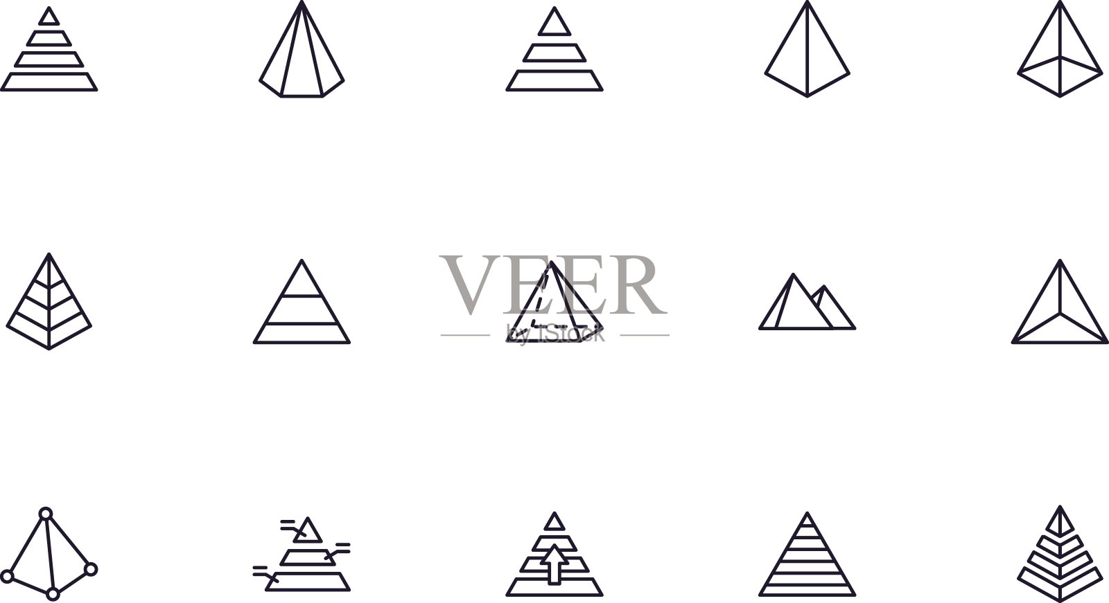 金字塔的概念。金字塔线图标集。收集矢量标志在时尚的平面风格的网站，网上商店和商店，书籍和传单。优质的图标隔离在白色背景插画图片素材