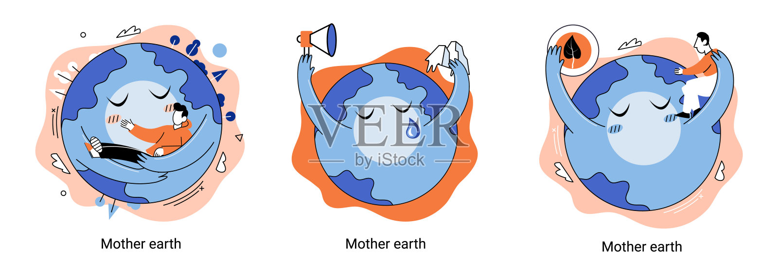 国际地球母亲日比喻。象征着爱和关心我们共同家园的节日插画图片素材