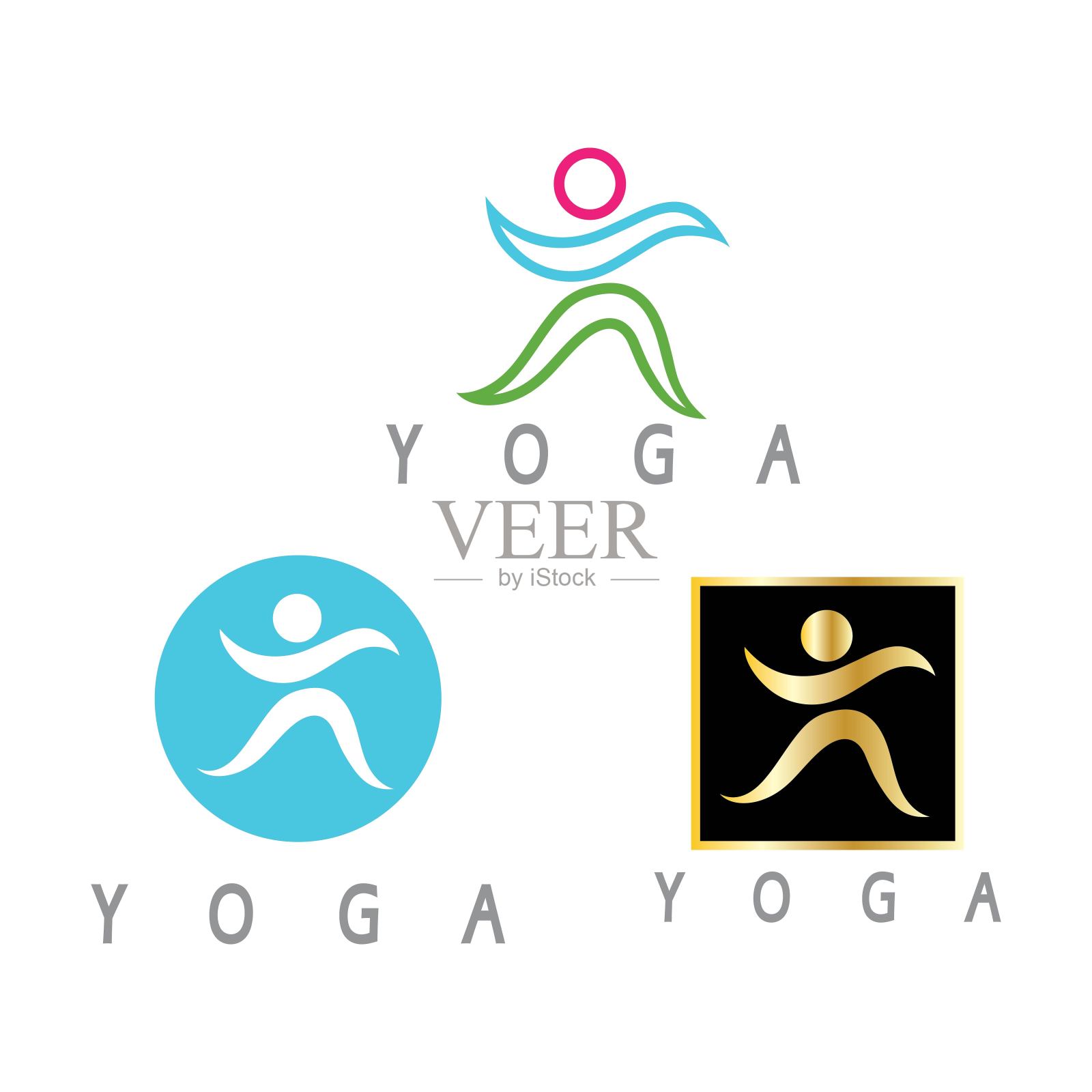 标志设计的人做瑜伽符号图标插图向量插画图片素材