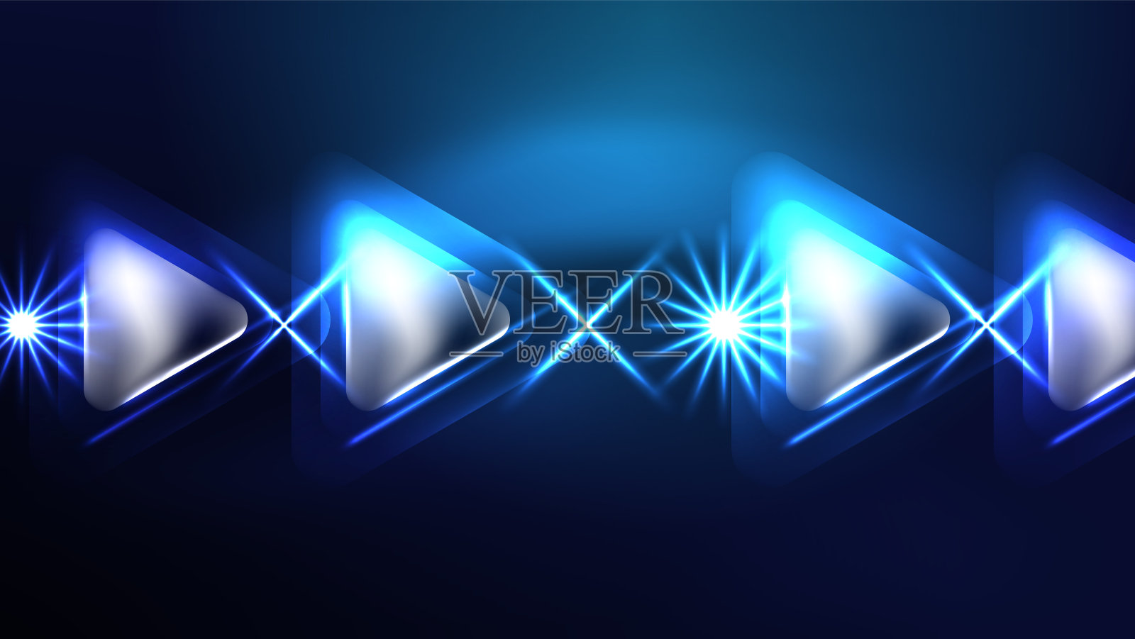 数字霓虹灯抽象背景，三角形和灯光几何设计模板插画图片素材