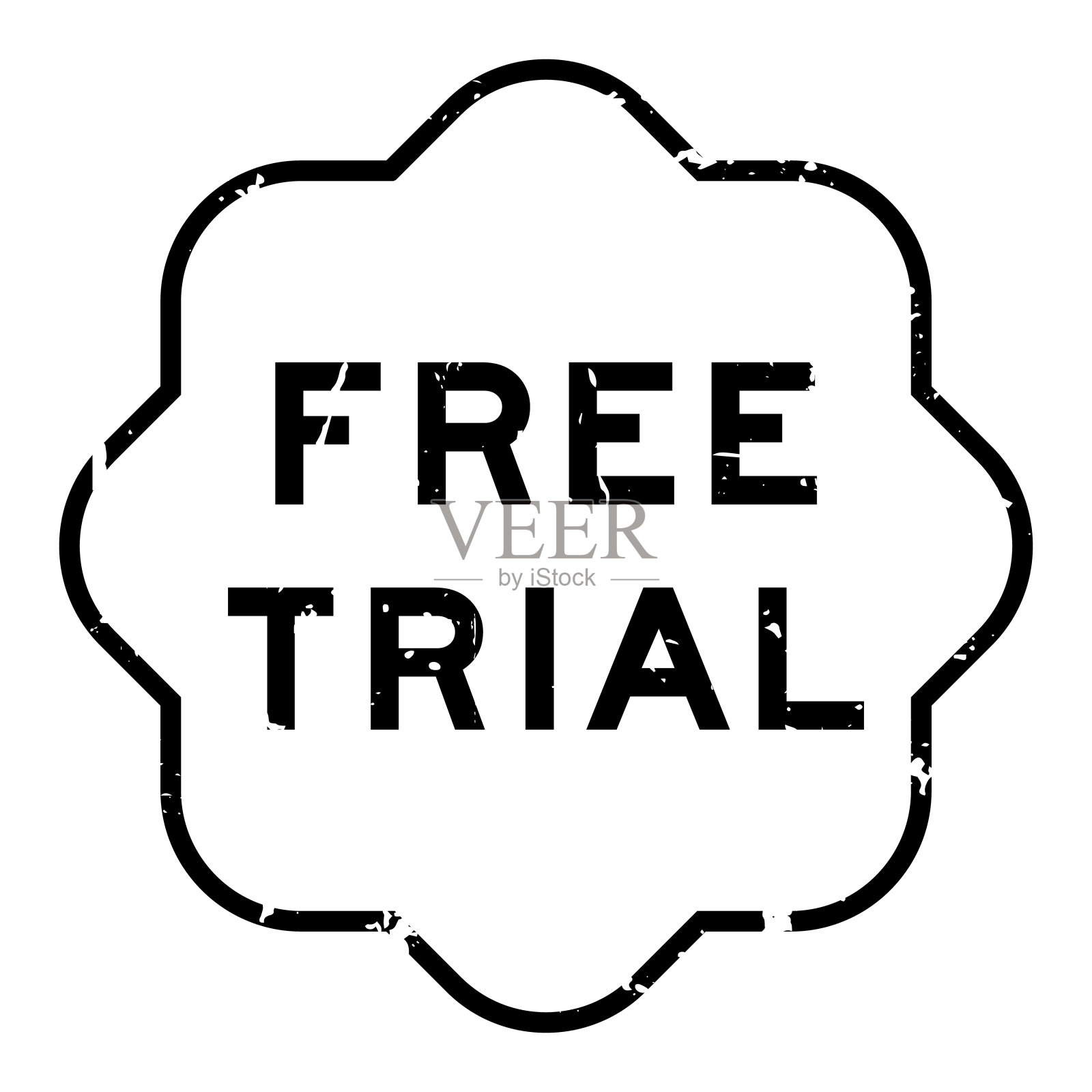 grunge风格黑色免费试用字橡胶印章白色背景插画图片素材