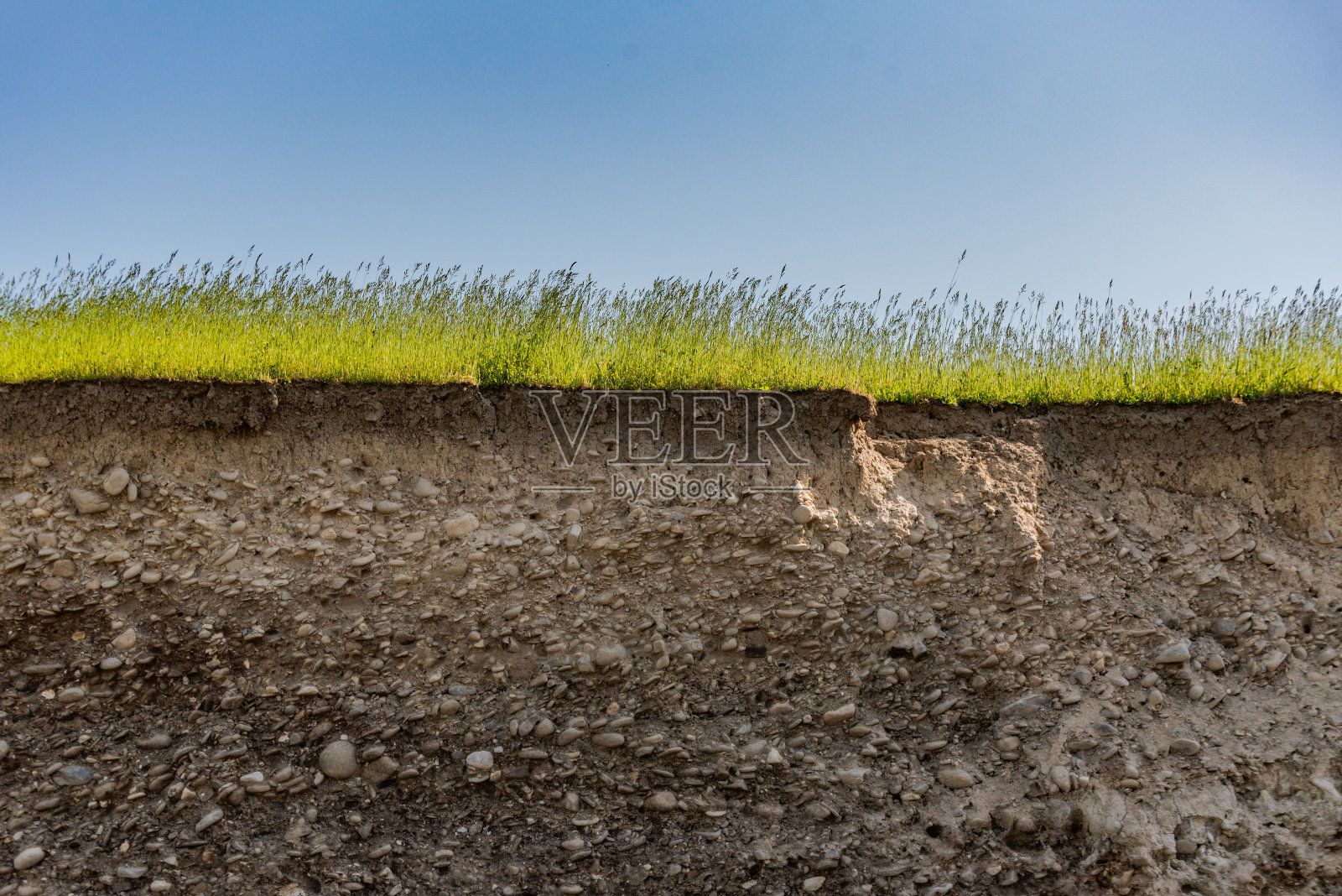 洪水过后山间河流陡峭河岸的景观照片摄影图片