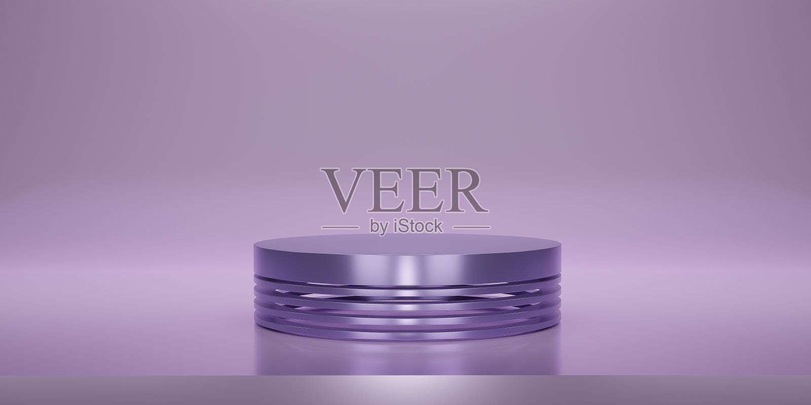 闪亮的紫色圆形基座或讲台与工作室背景。空白展示或无尘室展示产品。文本的复制空间。为讲台展示或展示的极简主义模型。3 d渲染。照片摄影图片
