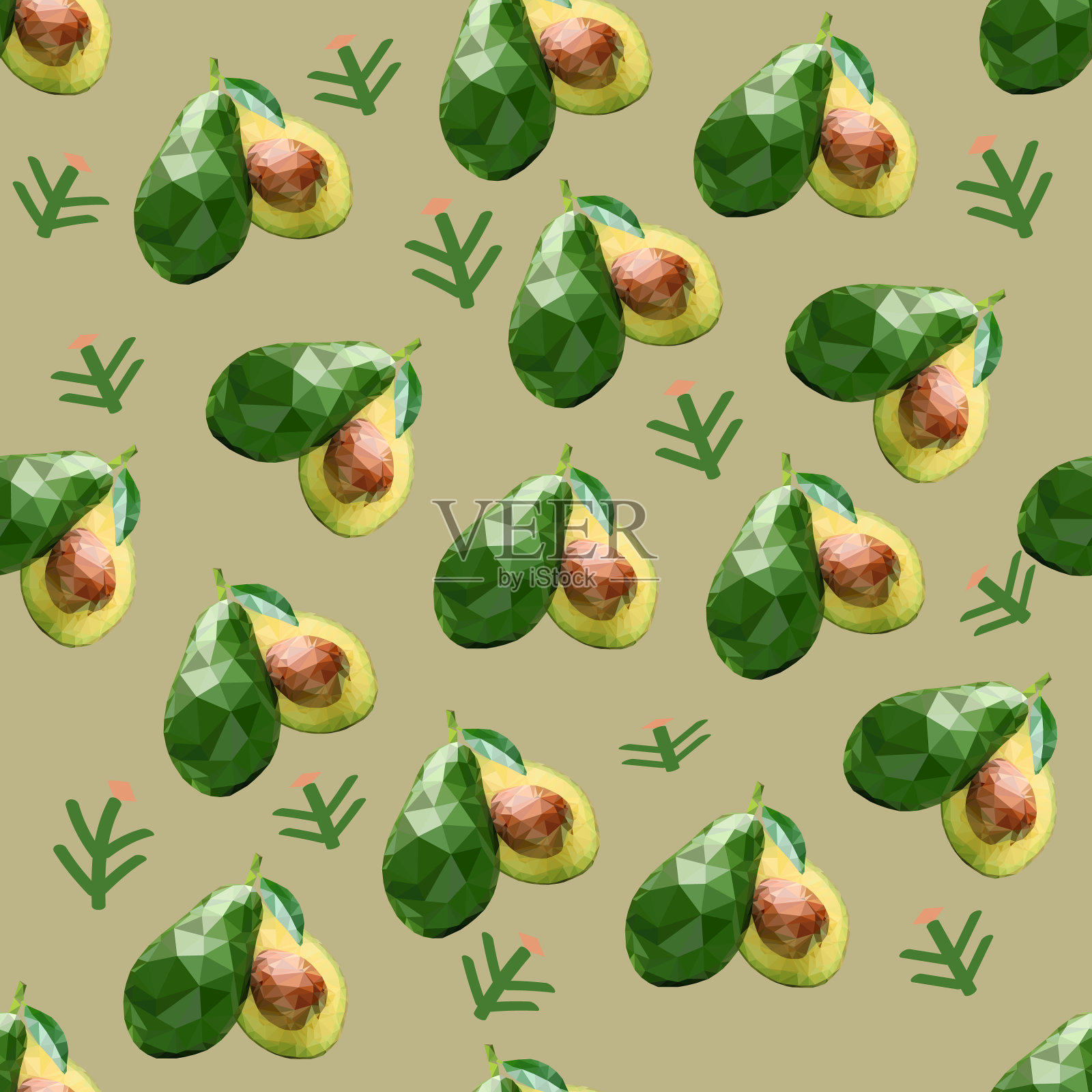 鳄梨模式插画图片素材