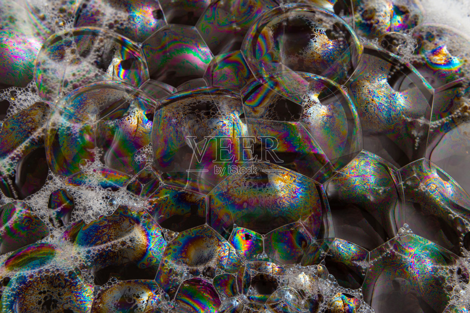 宏观上看肥皂泡。照片摄影图片