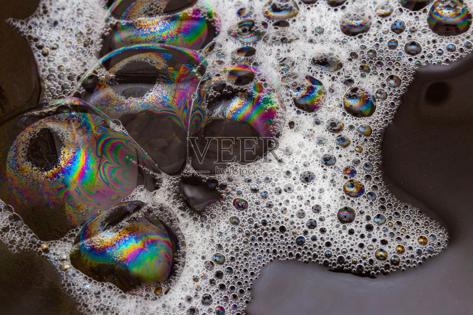 宏观上看肥皂泡。照片摄影图片