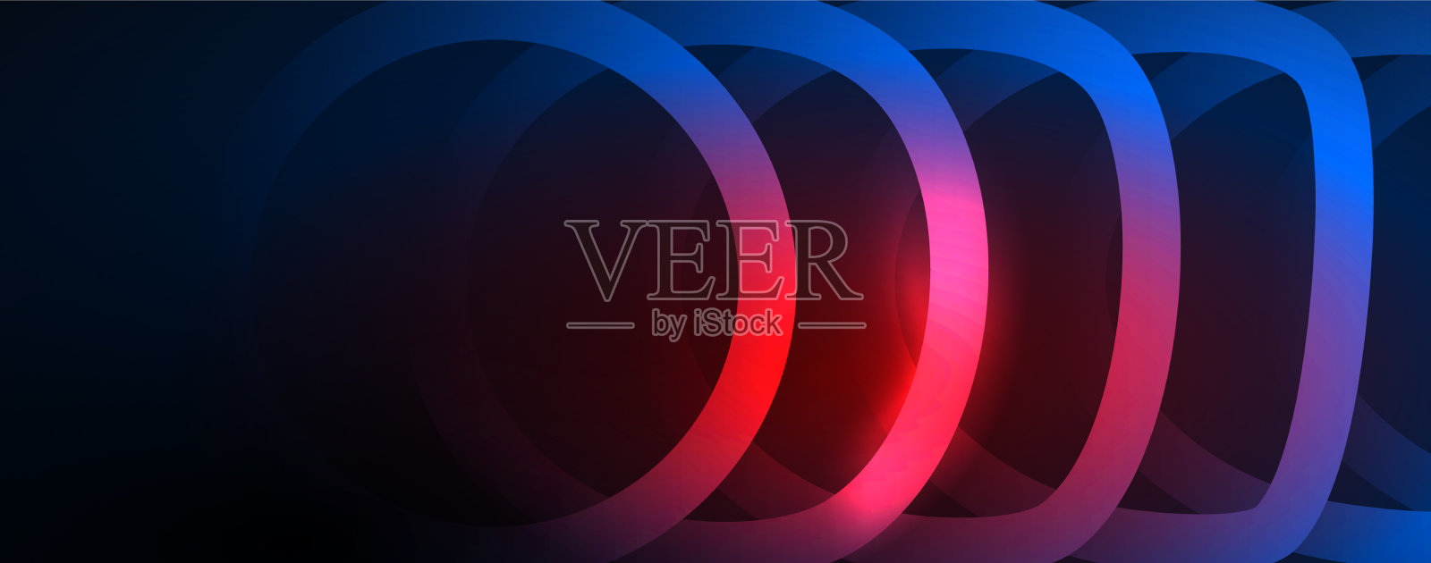 霓虹灯发光的圆圈和圆形线条的魔力插画图片素材