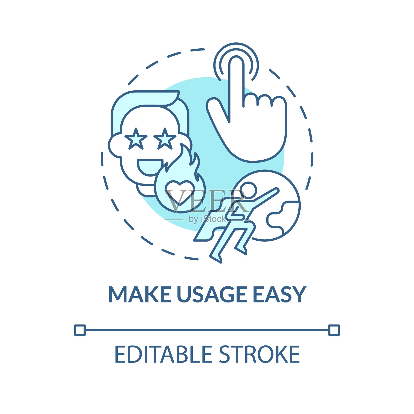 使使用容易绿松石概念图标图标素材