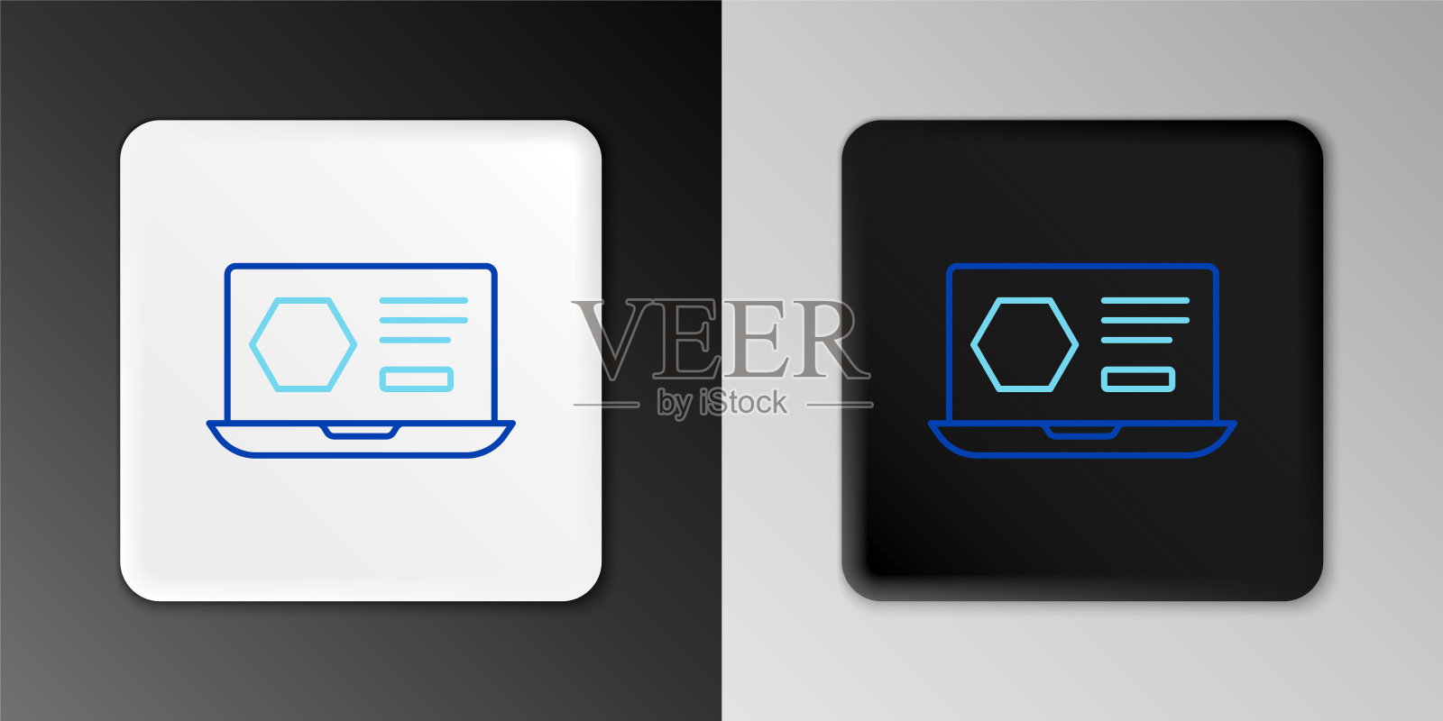 Line Honey在线服务或平台图标隔离在灰色背景上。农村有机产品。网上书店。色彩缤纷的轮廓概念。向量图标素材