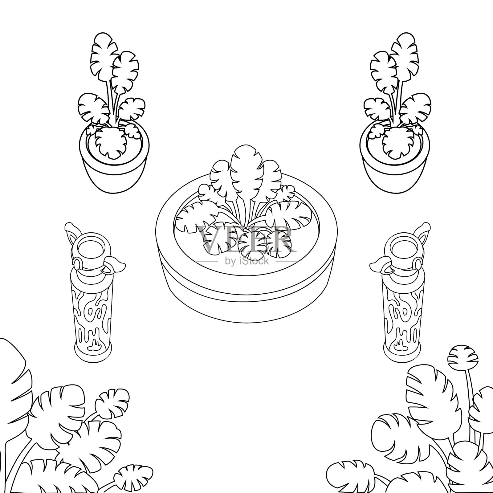 花园植物装饰矢量插图插画图片素材