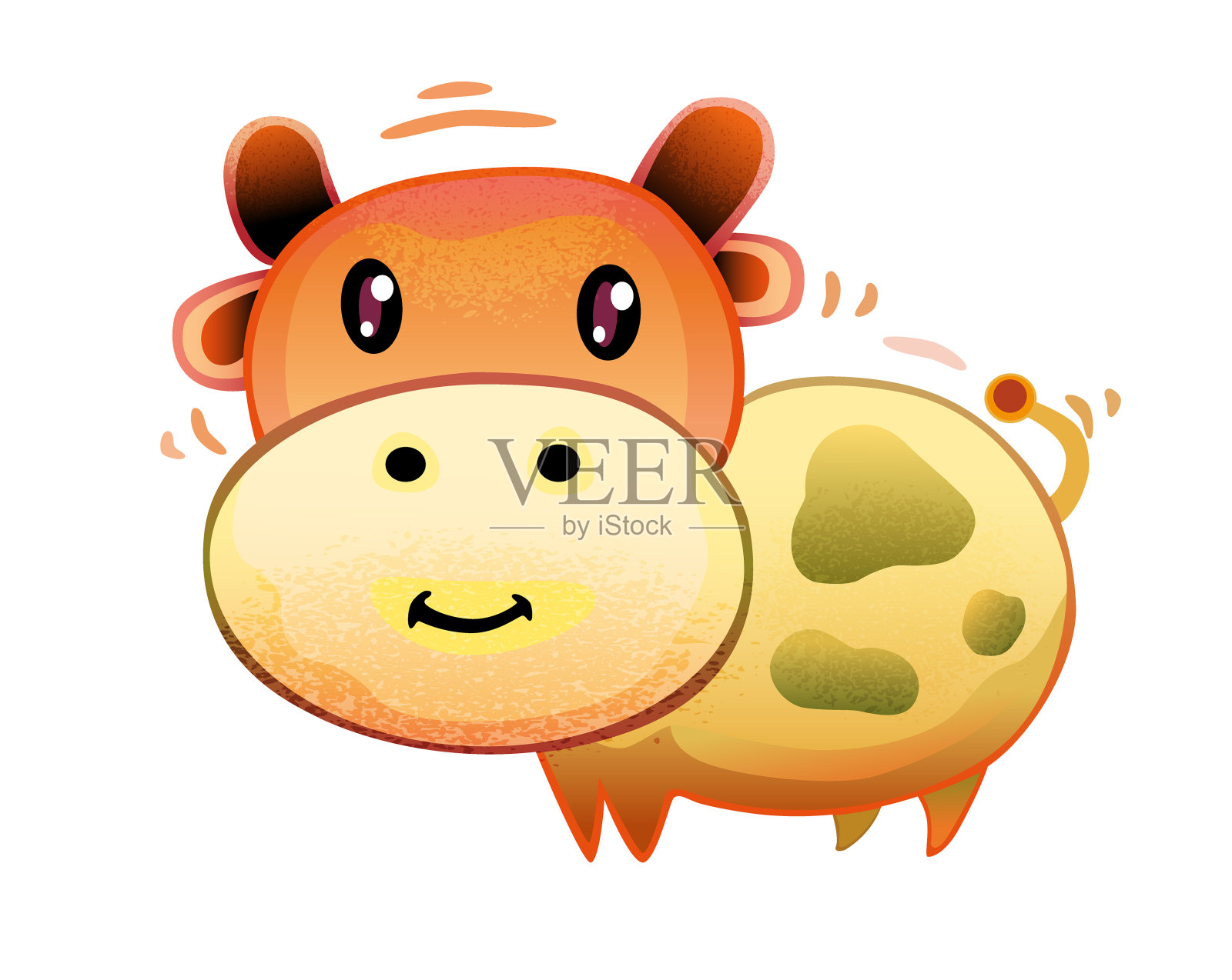 可爱的卡通牛动物字符矢量插图儿童书插画图片素材