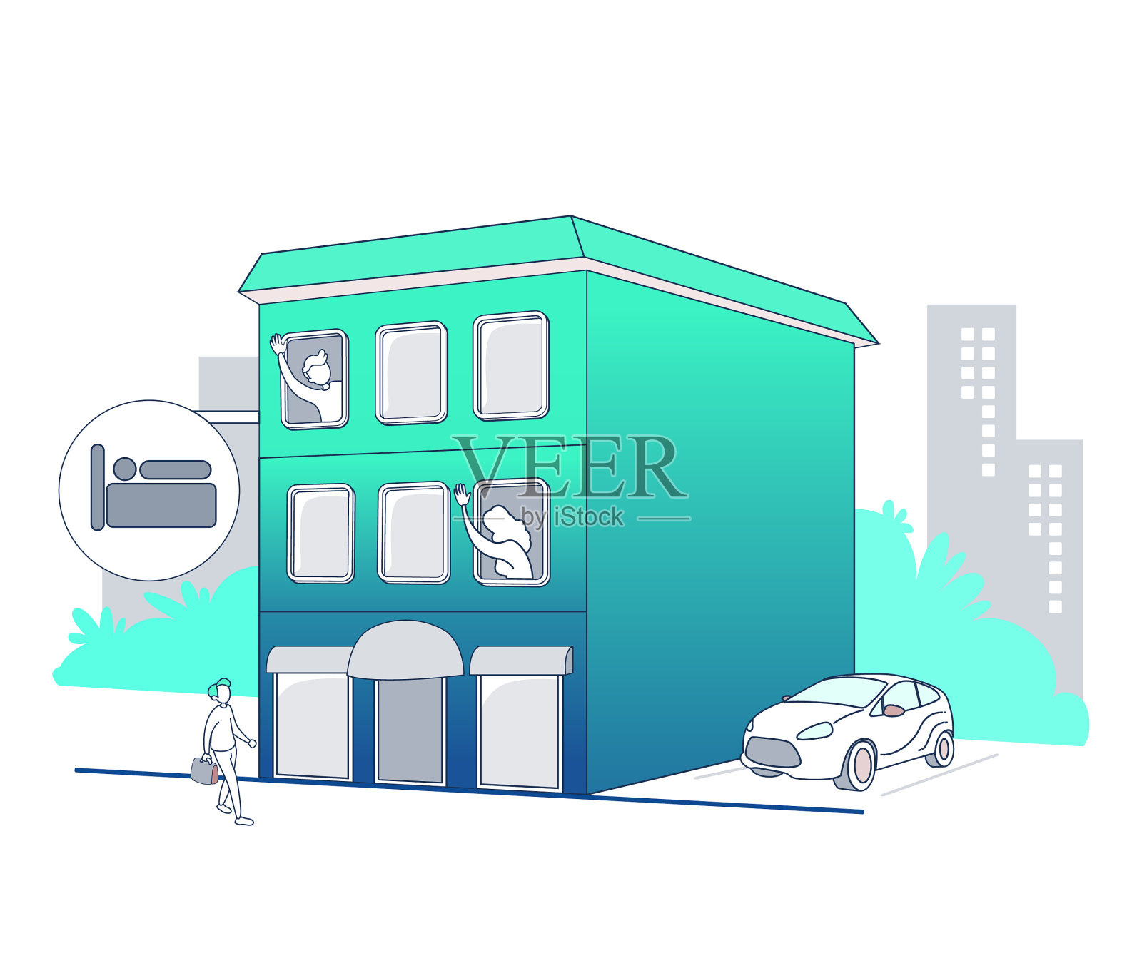 酒店信息图涂鸦插图插画图片素材