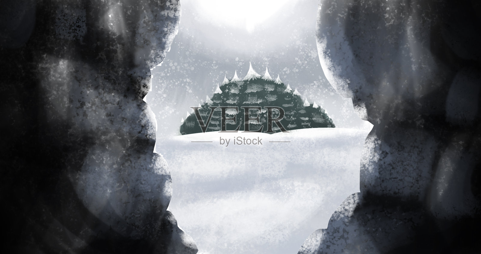 冬季雪景松树插图插画图片素材