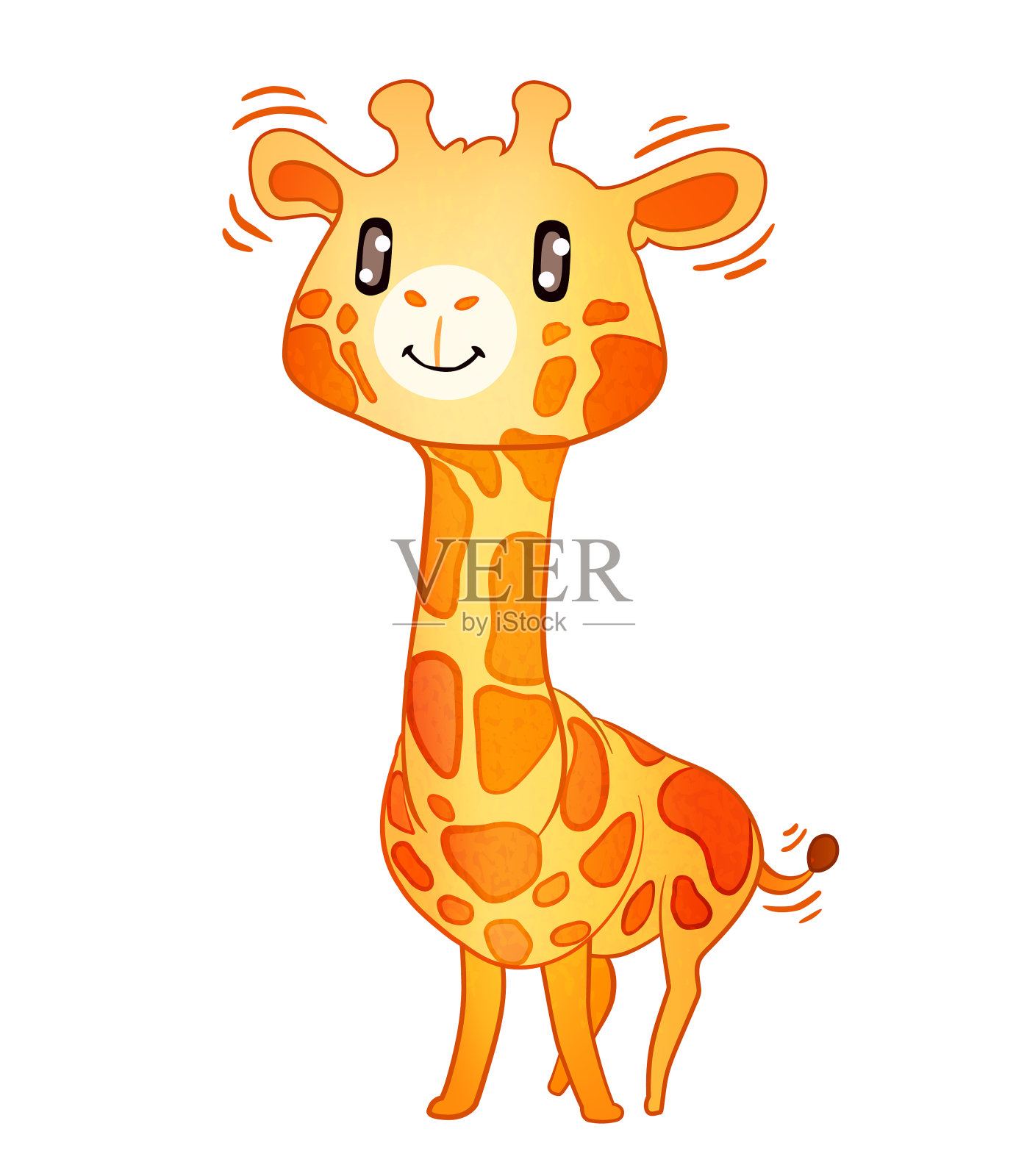 可爱的卡通长颈鹿矢量插图，为儿童的书设计元素图片