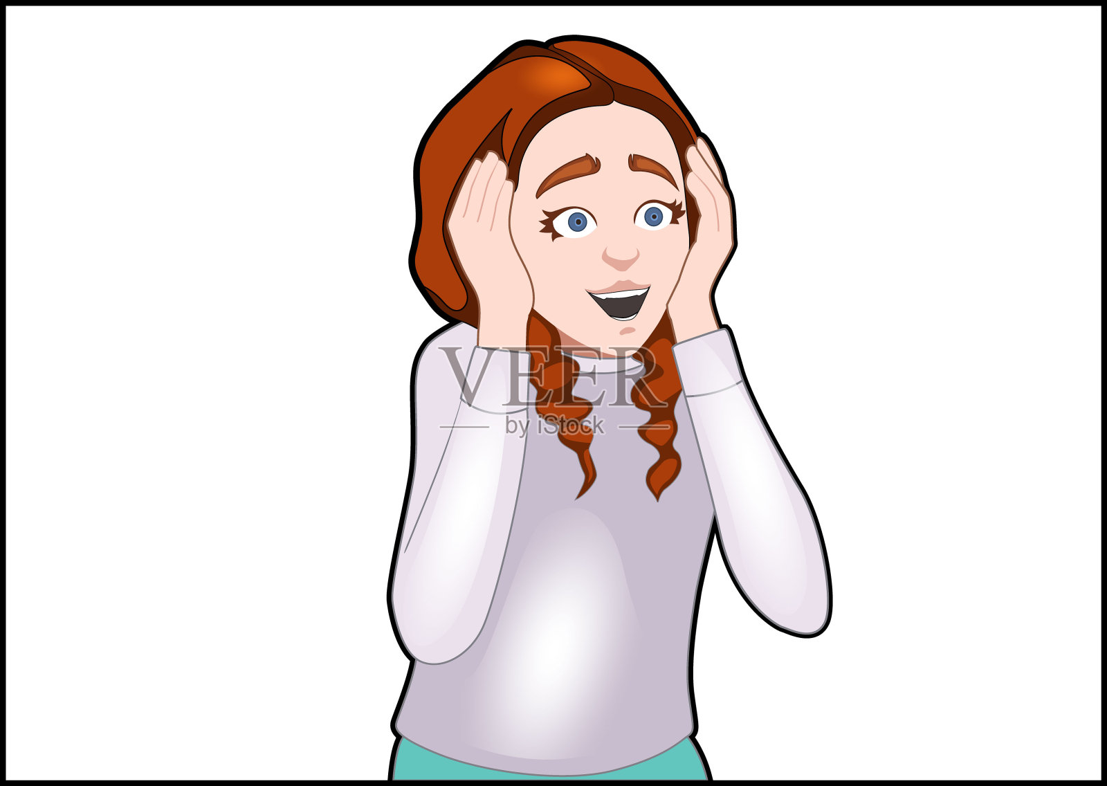 惊讶可爱的女人脸印象插图插画图片素材