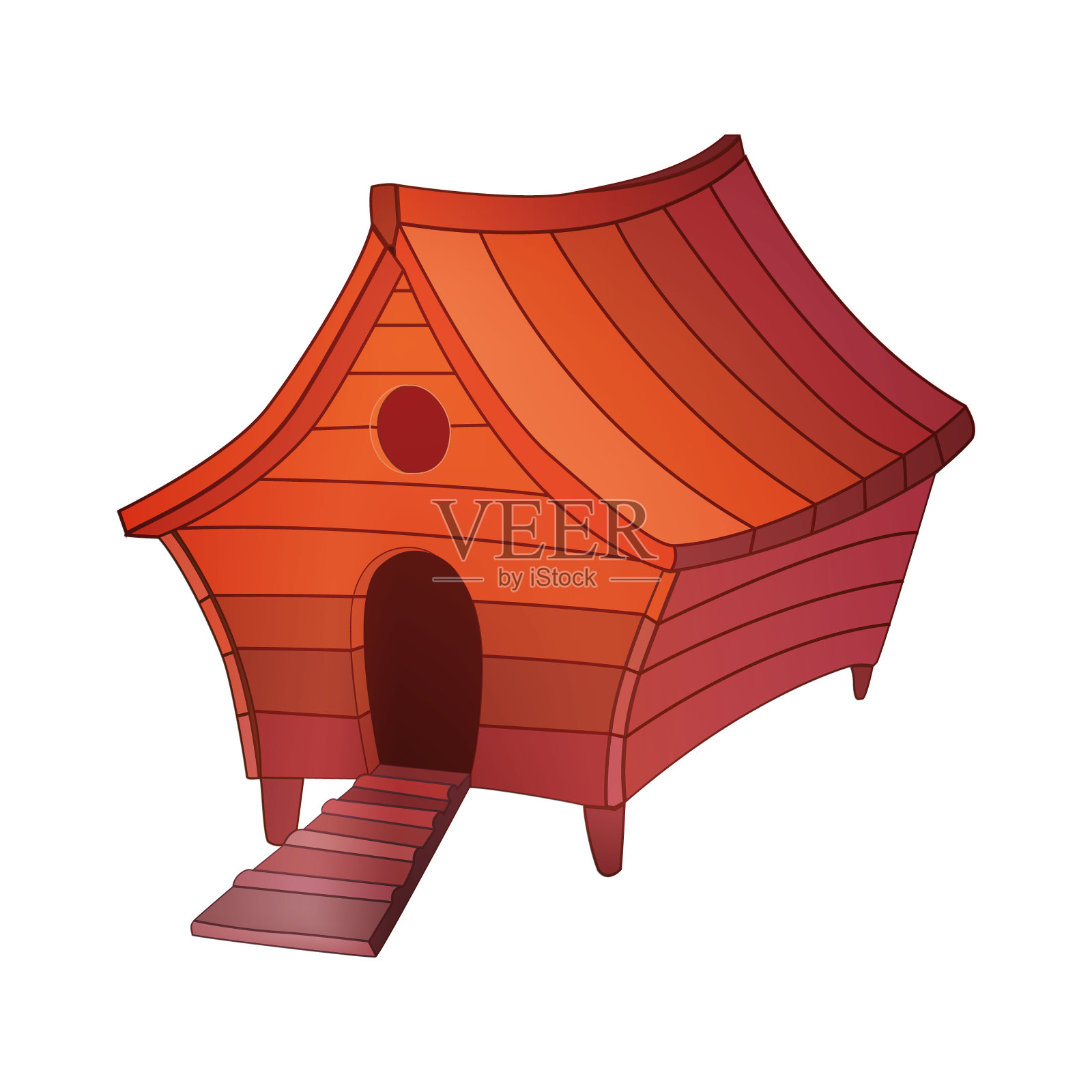 矢量木笼插图，单一对象设计元素图片