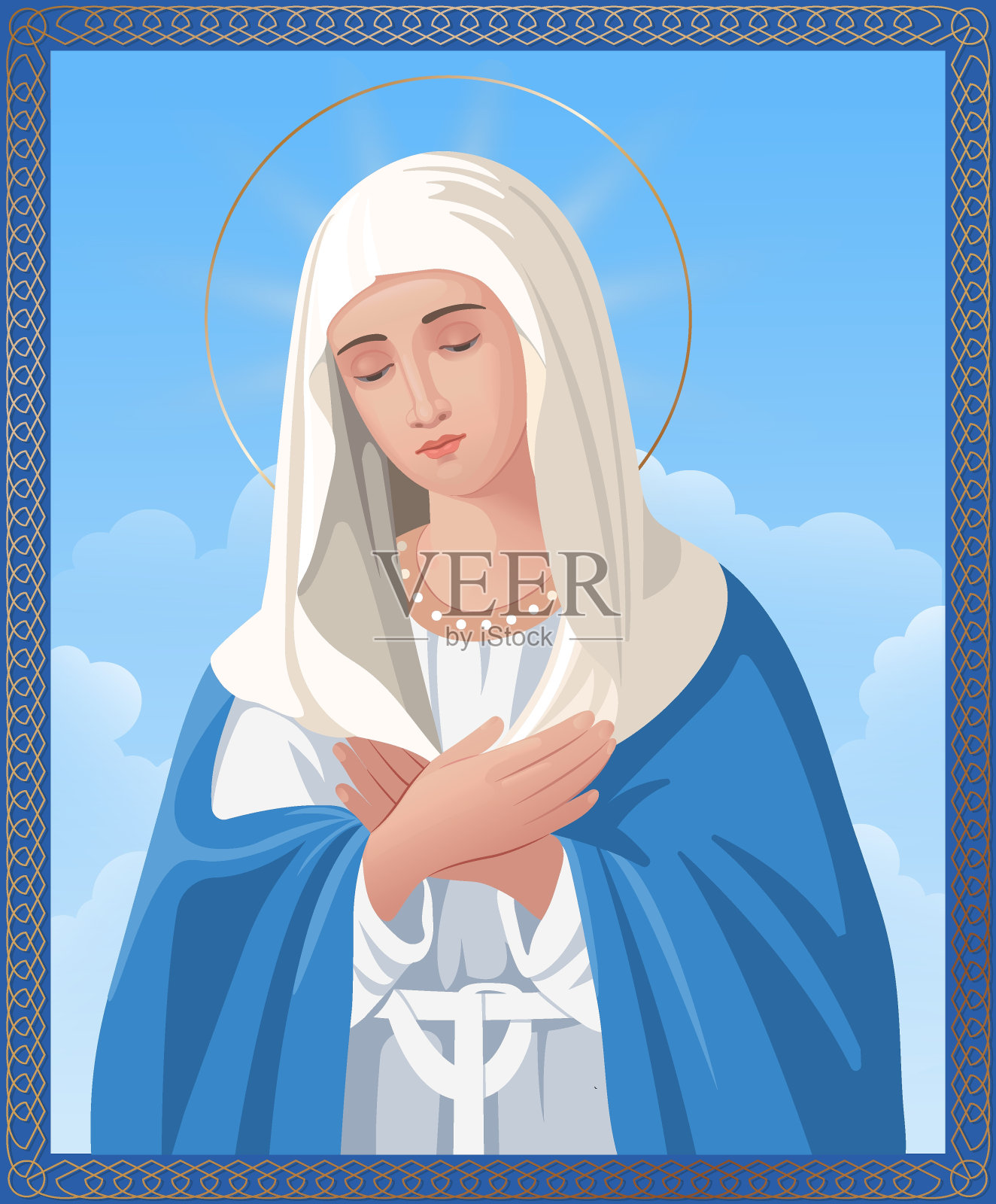 温柔的处女。圣母玛利亚。插画图片素材