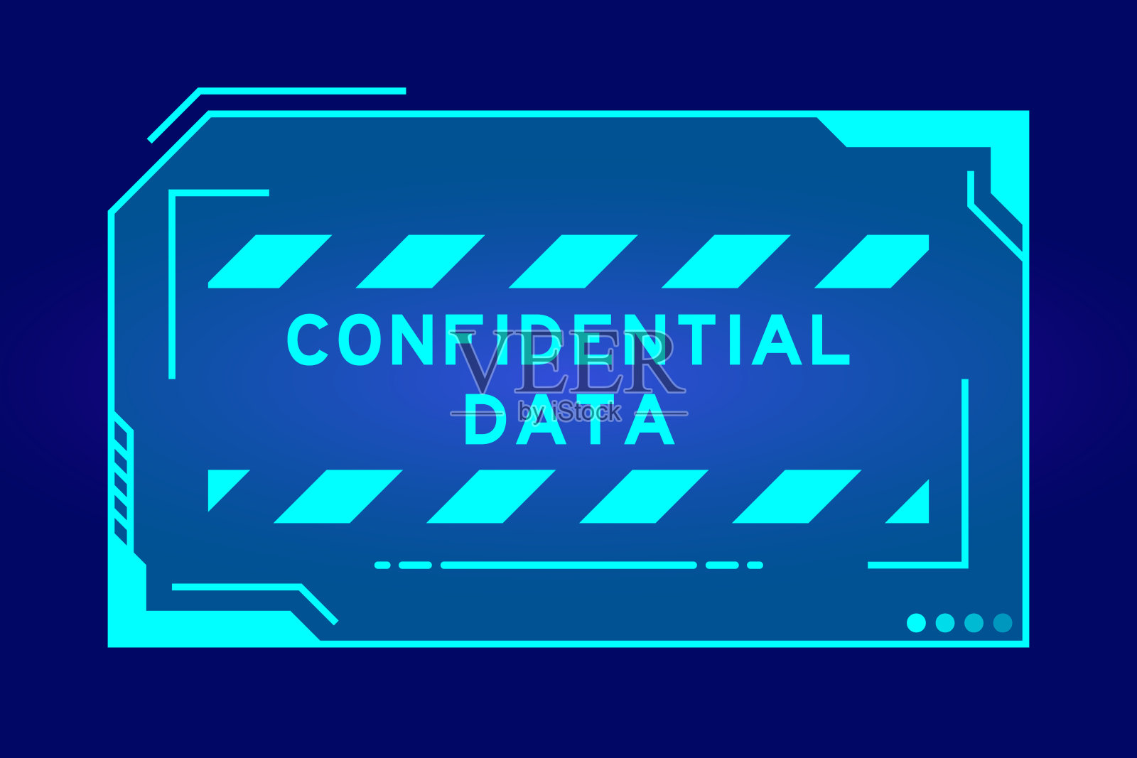 未来的hud横幅，在蓝色背景的用户界面屏幕上有文字机密数据插画图片素材