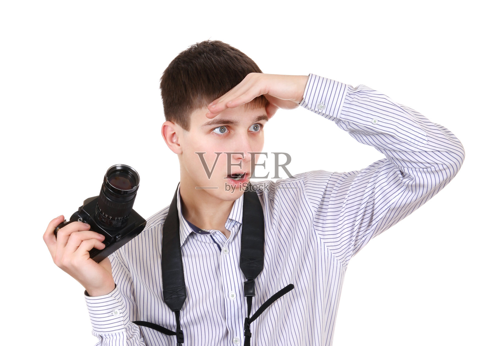 带相机的青少年照片摄影图片