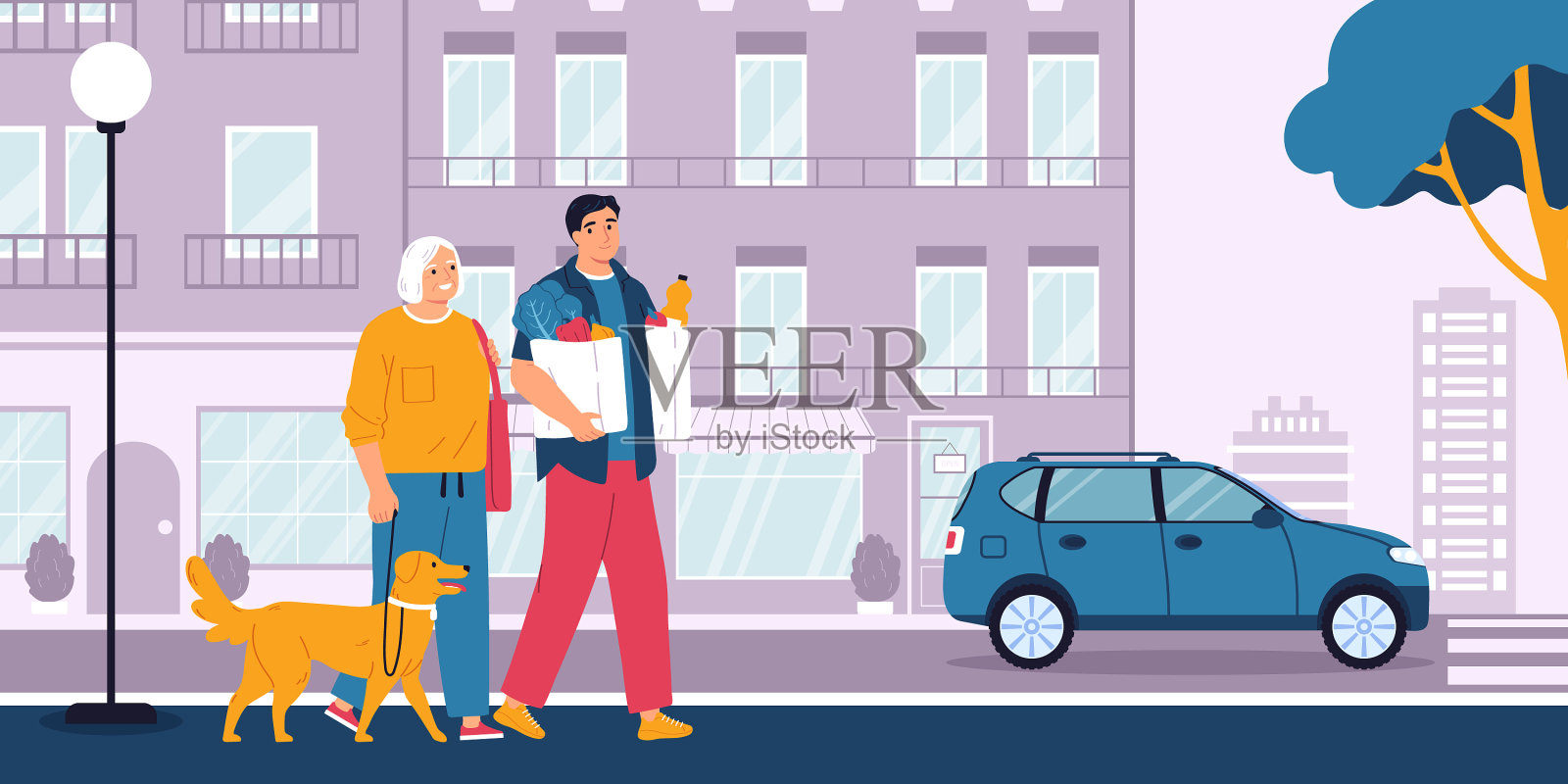 长者背景插画图片素材