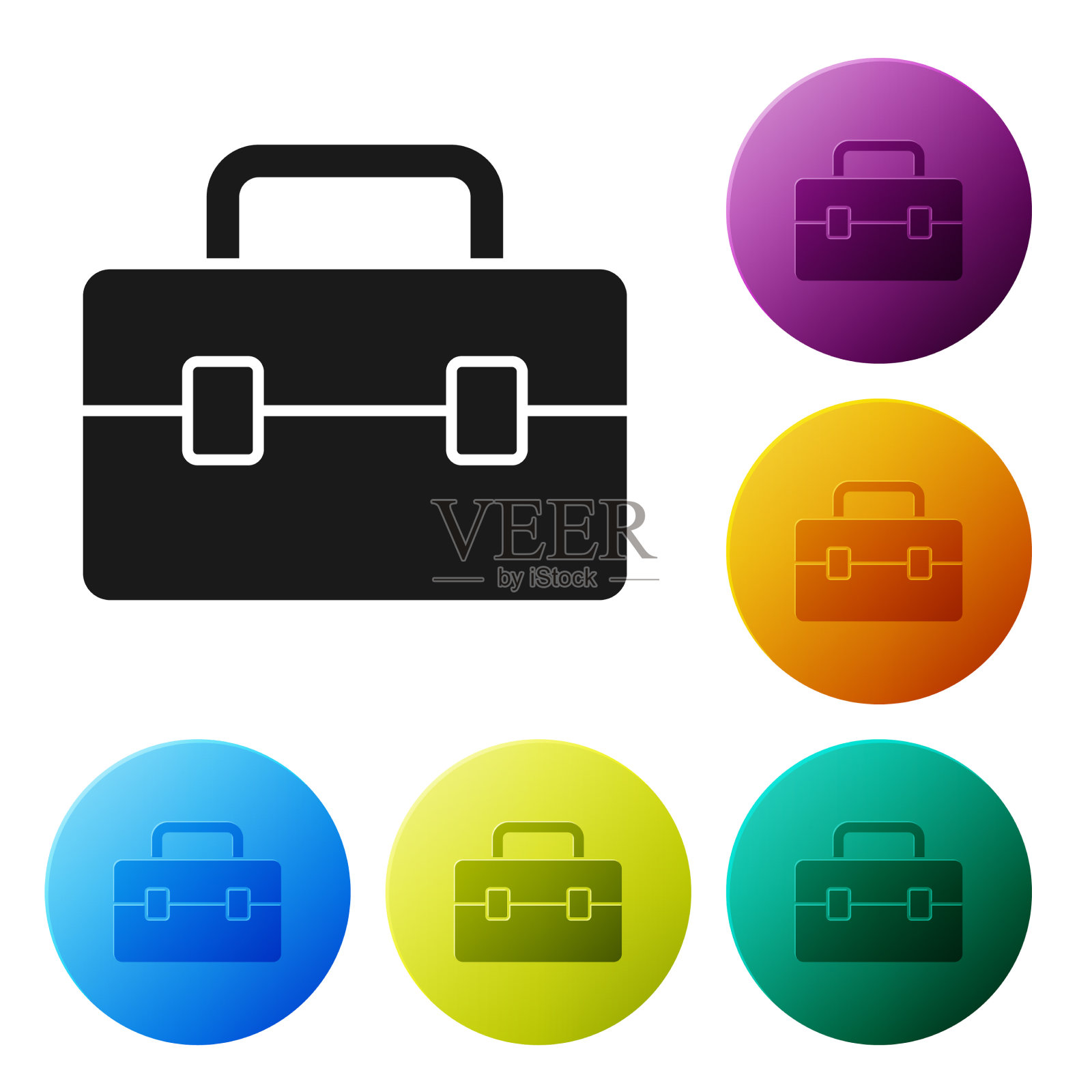 黑色工具箱图标孤立在白色背景图标素材