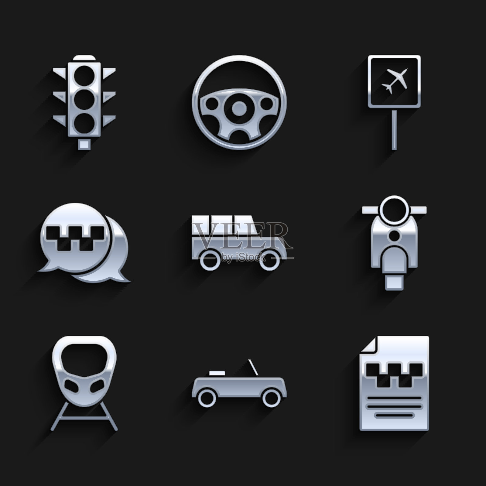 集汽车出租车驾驶证摩托车高速图标素材