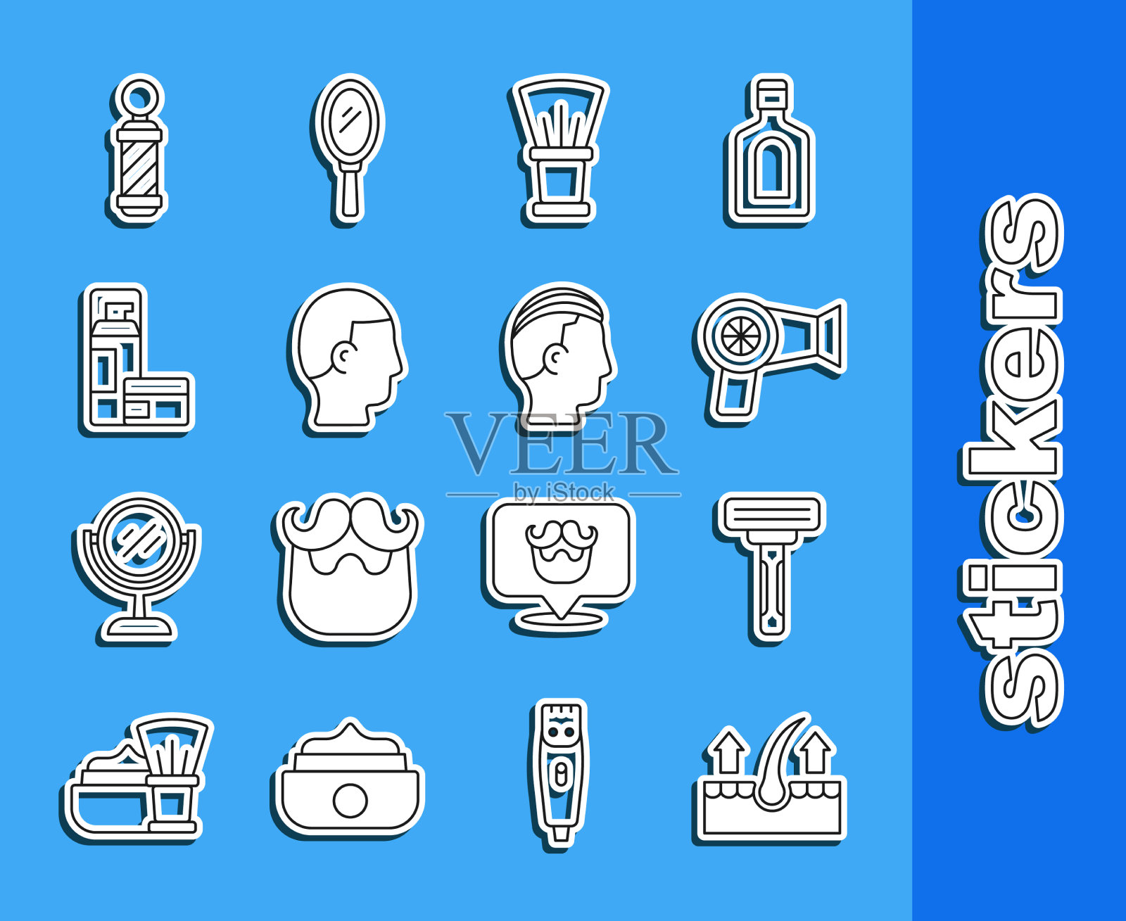 设行人毛囊剃须剃刀剃毛图标素材