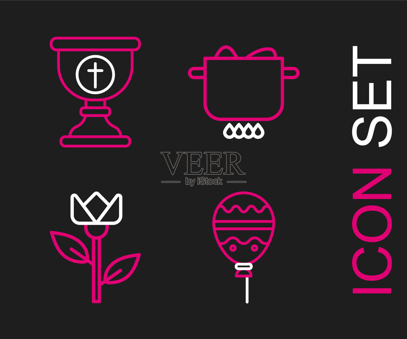 在气球上系上丝带、郁金香彩蛋图标素材