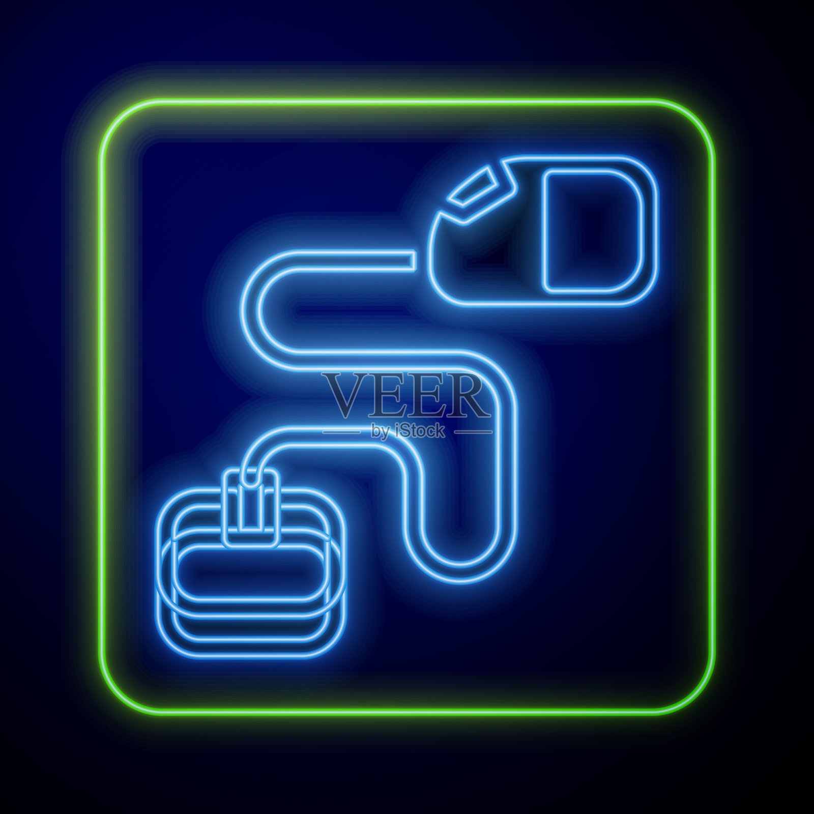 发光的霓虹灯可伸缩绳带钩插画图片素材