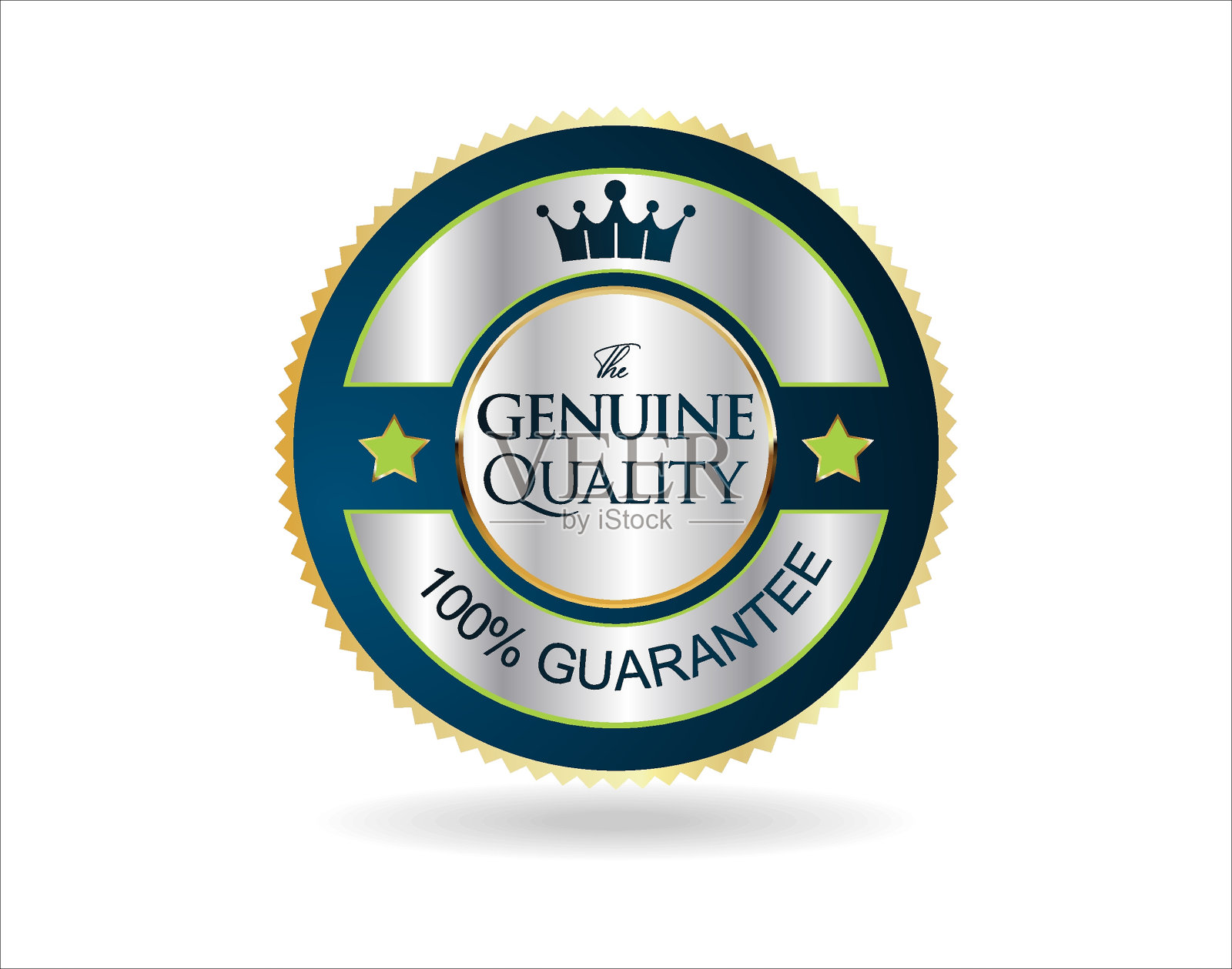 银和蓝色的高质量徽章矢量插图插画图片素材