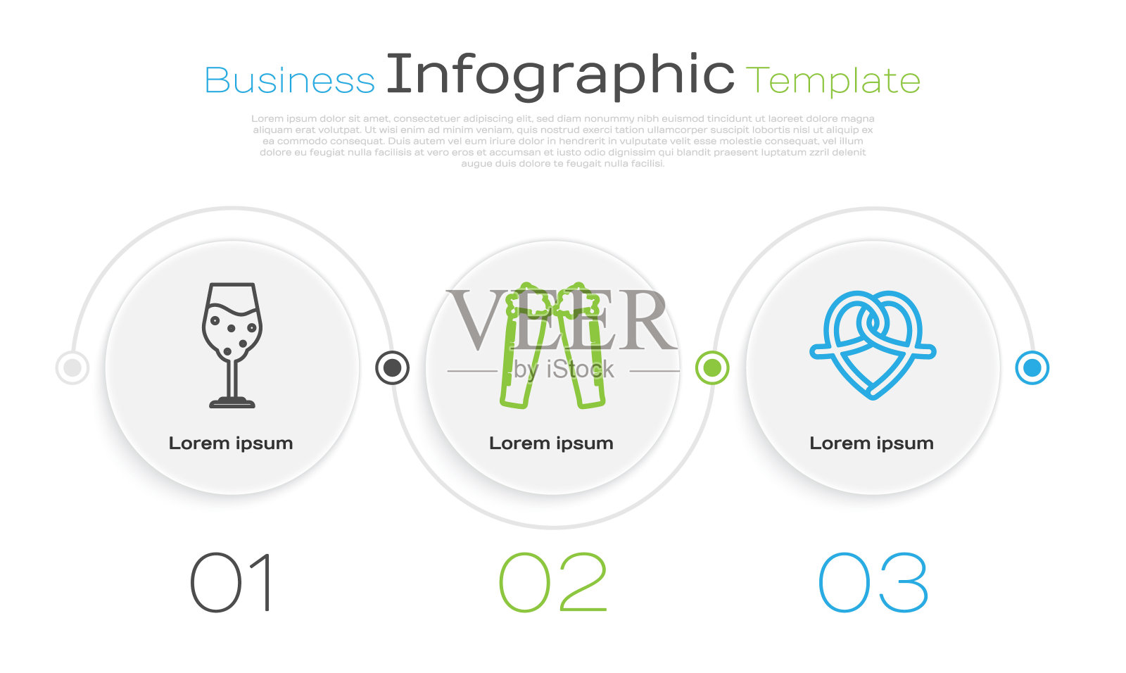 一杯啤酒，一杯啤酒和椒盐脆饼。业务信息图表模板。向量设计模板素材