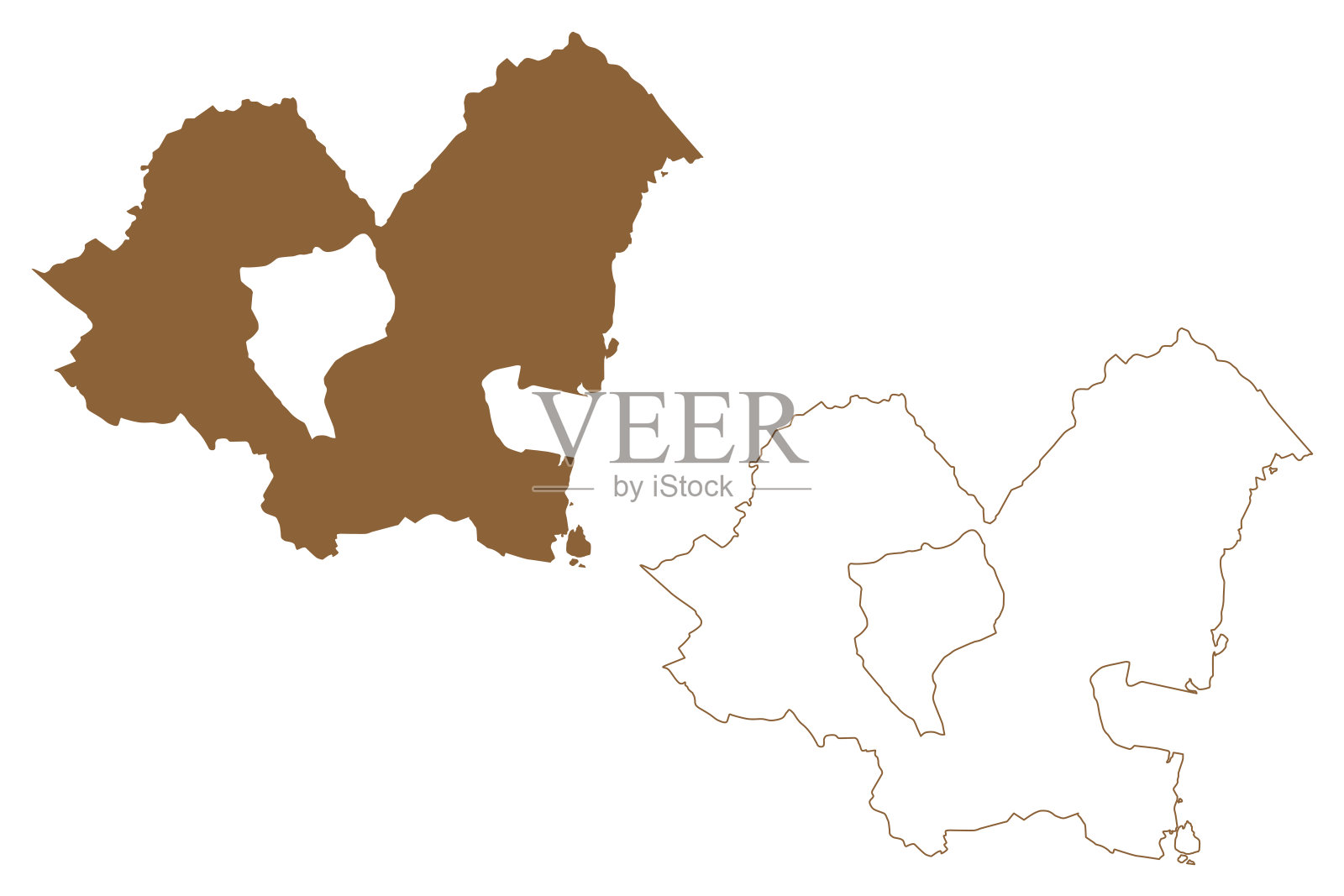 Eisenstadt-Umgebung区(奥地利共和国或Österreich, Burgenland州)地图矢量插图，涂鸦草图Bezirk Kotar eljezno-okolica地图插画图片素材