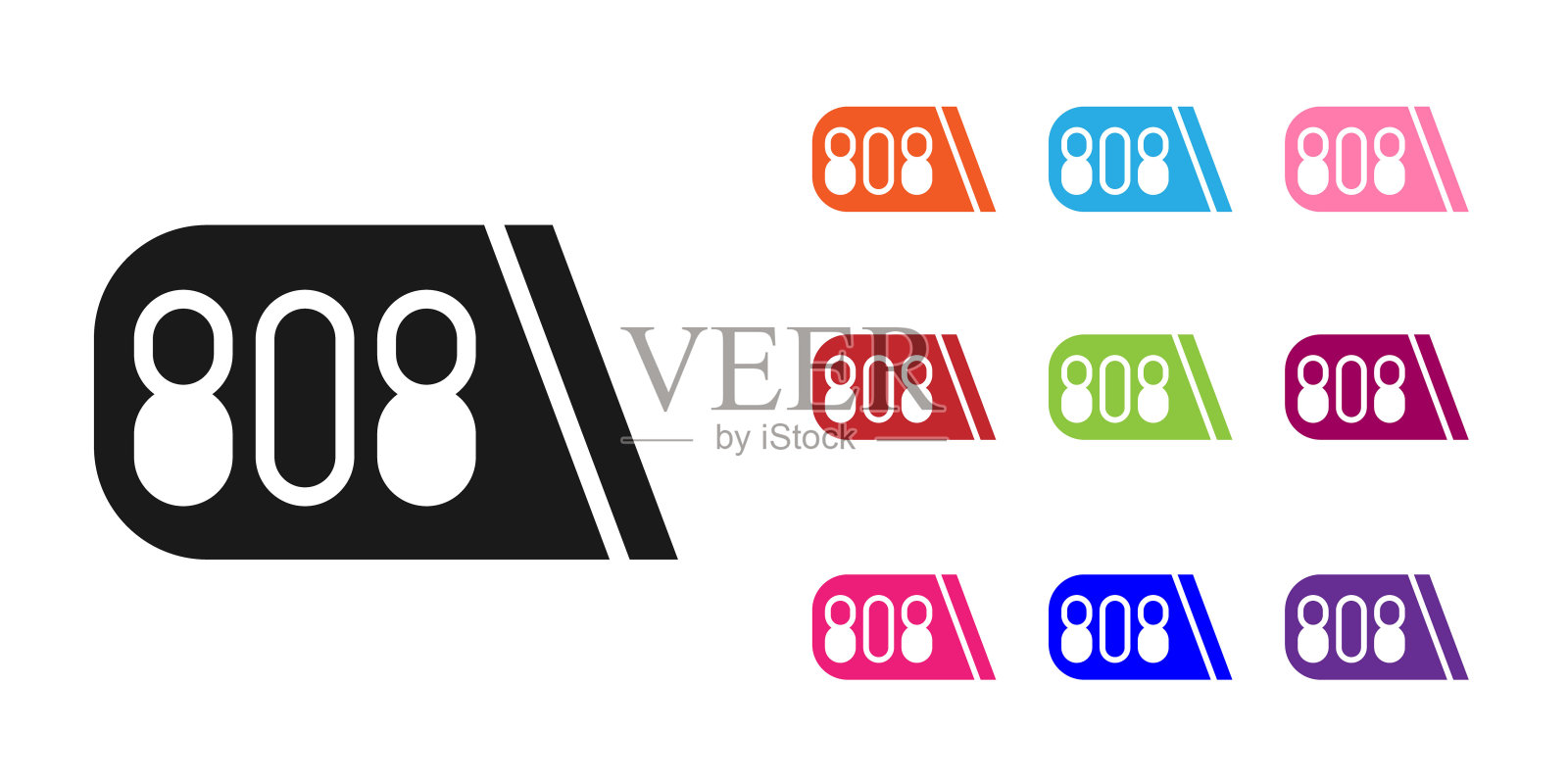 黑色鼓机音乐制作人设备图标孤立的白色背景。设置图标彩色。向量插画图片素材