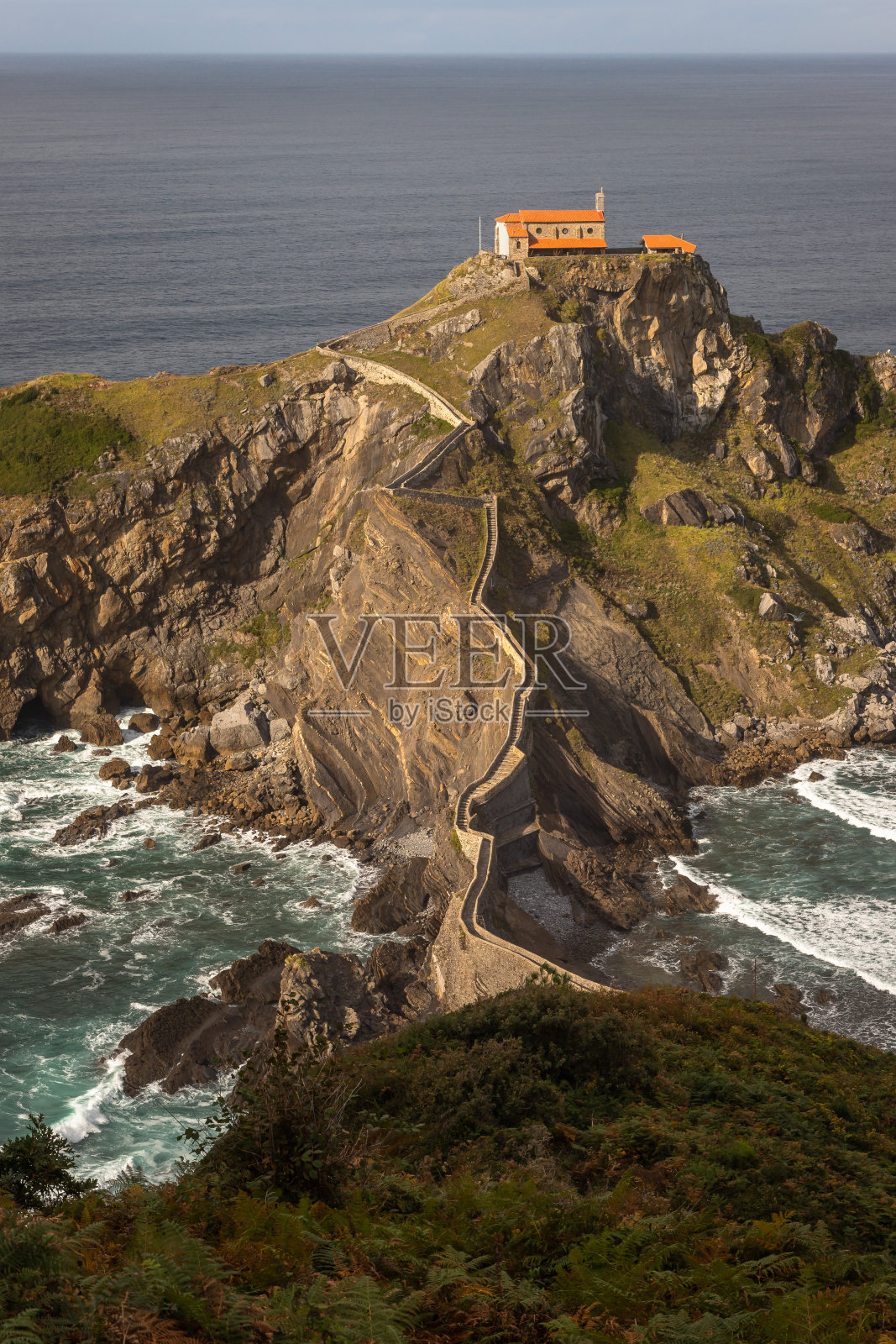 西班牙圣胡安·德·Gaztelugatxe的美丽曝光照片摄影图片