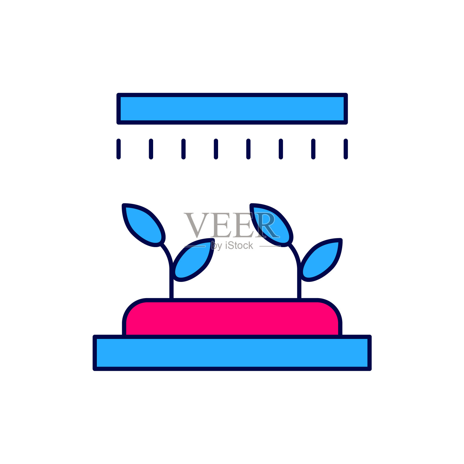 填充轮廓自动灌溉喷灌图标隔离在白色背景。灌溉设备。花园元素。喷枪图标。向量插画图片素材