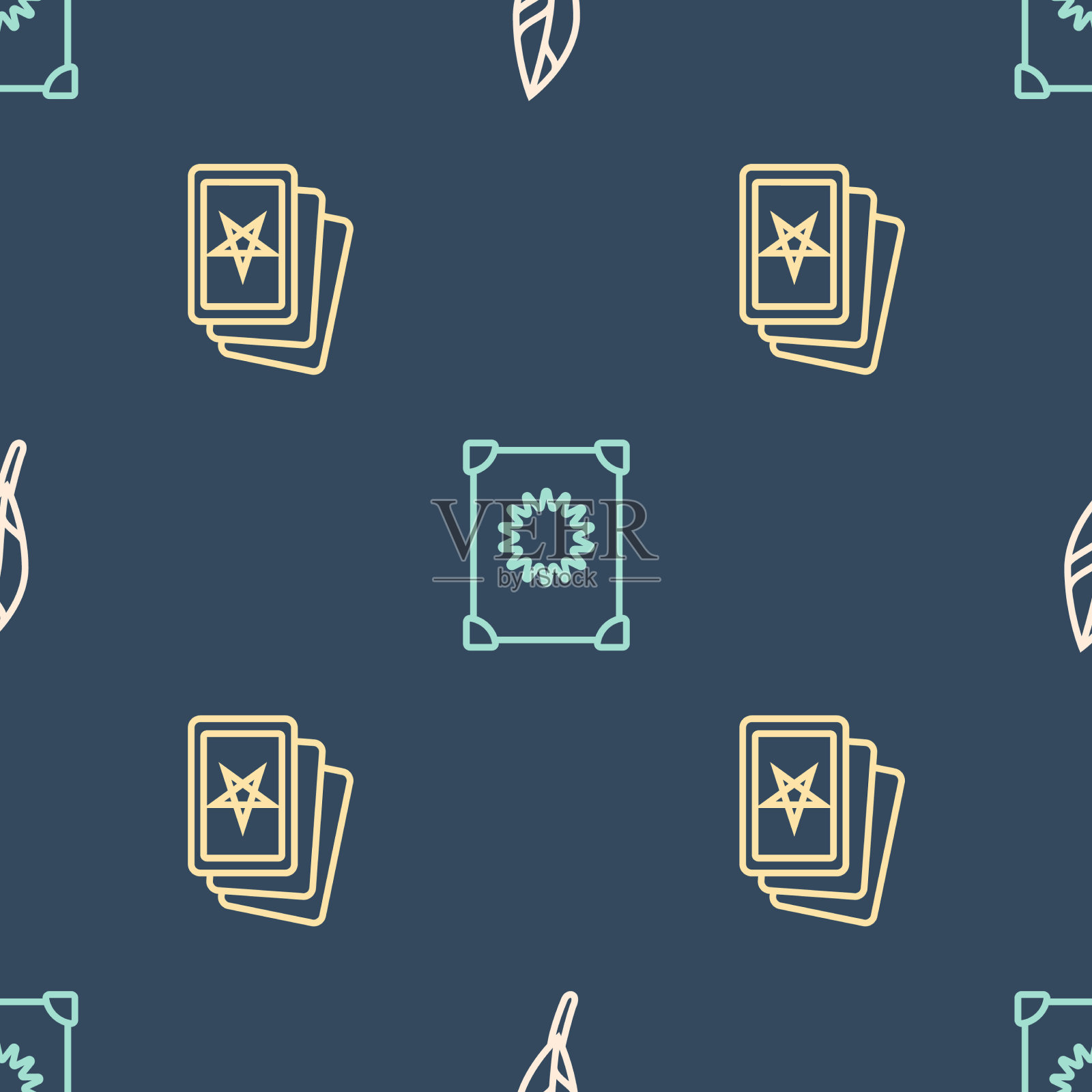 设线魔羽三张塔罗牌和图标素材