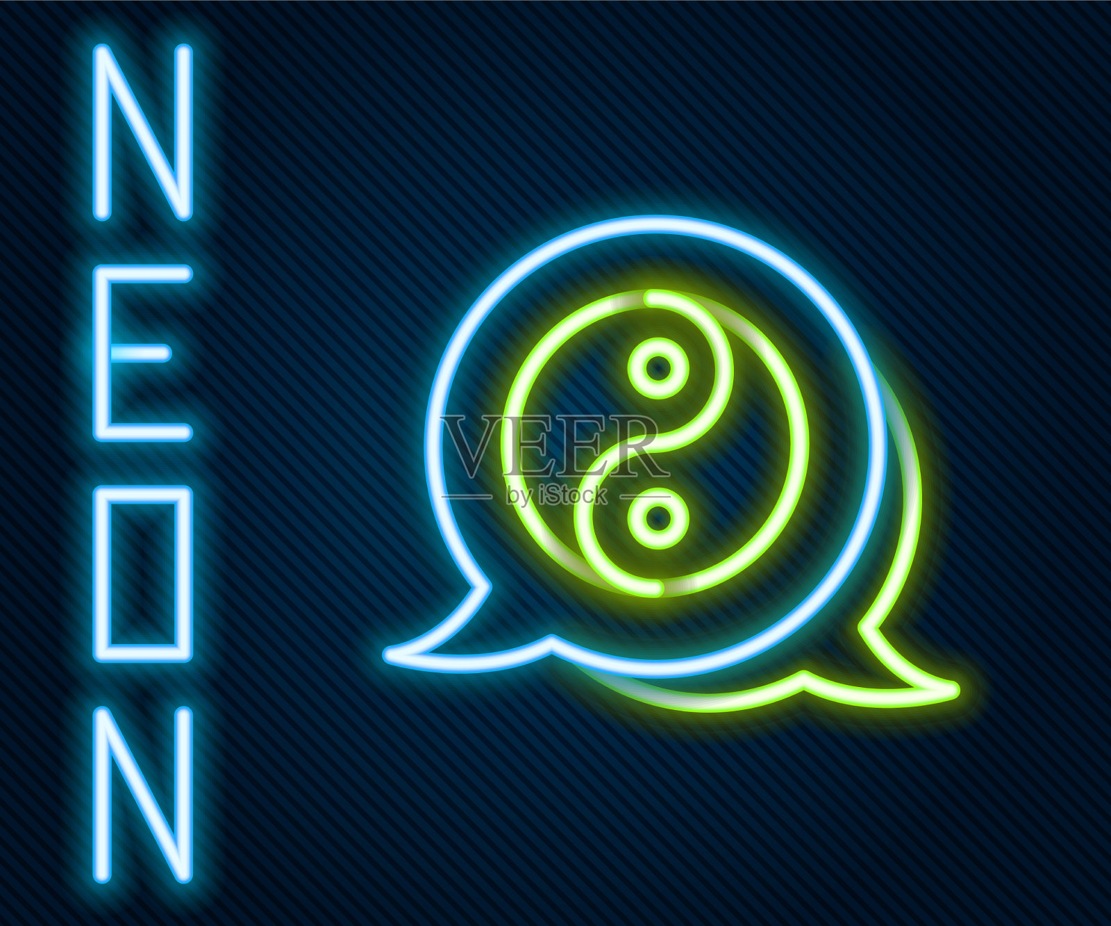 发光的霓虹线象征阴阳和谐插画图片素材