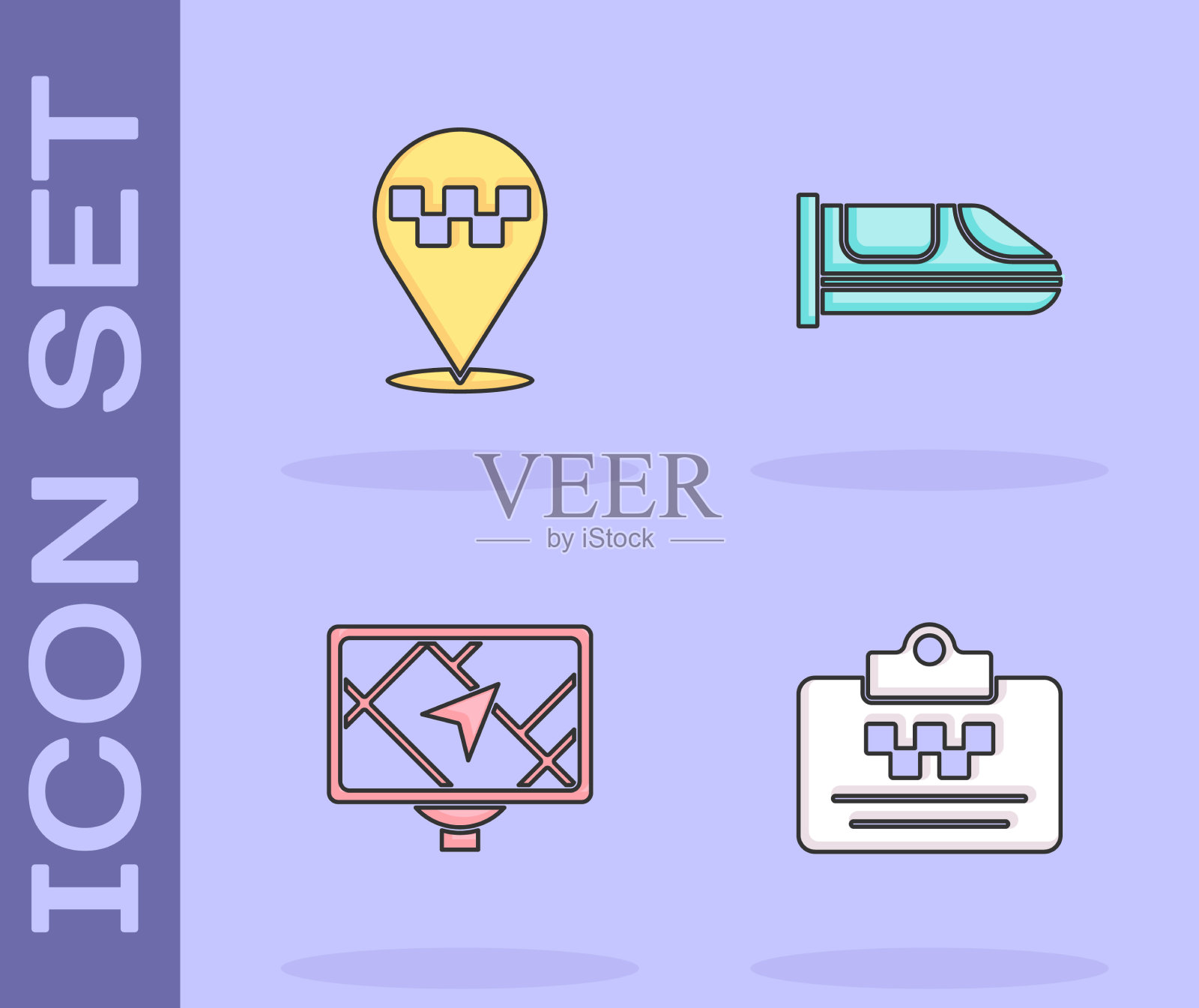 设置出租车驾驶证位置与出租车GPS图标素材