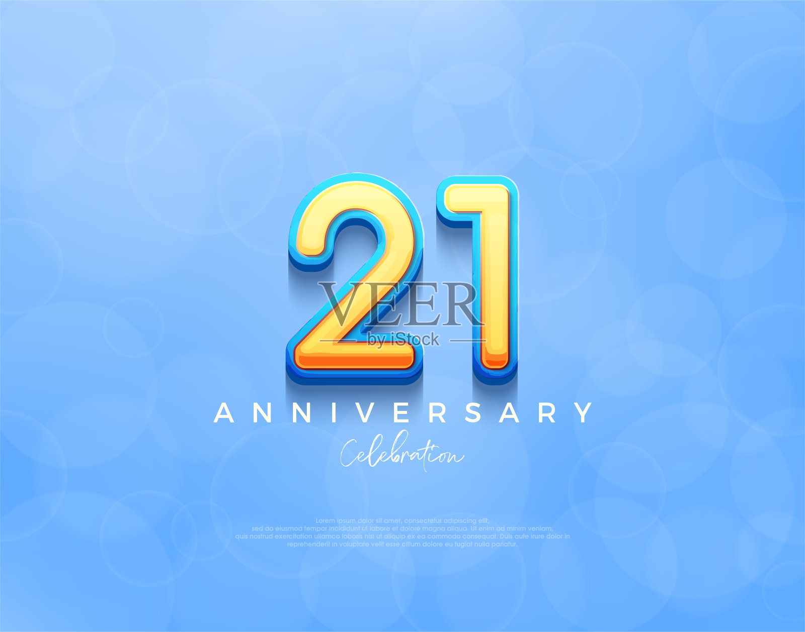 21周年纪念设计。高级矢量背景与海军蓝色调。插画图片素材