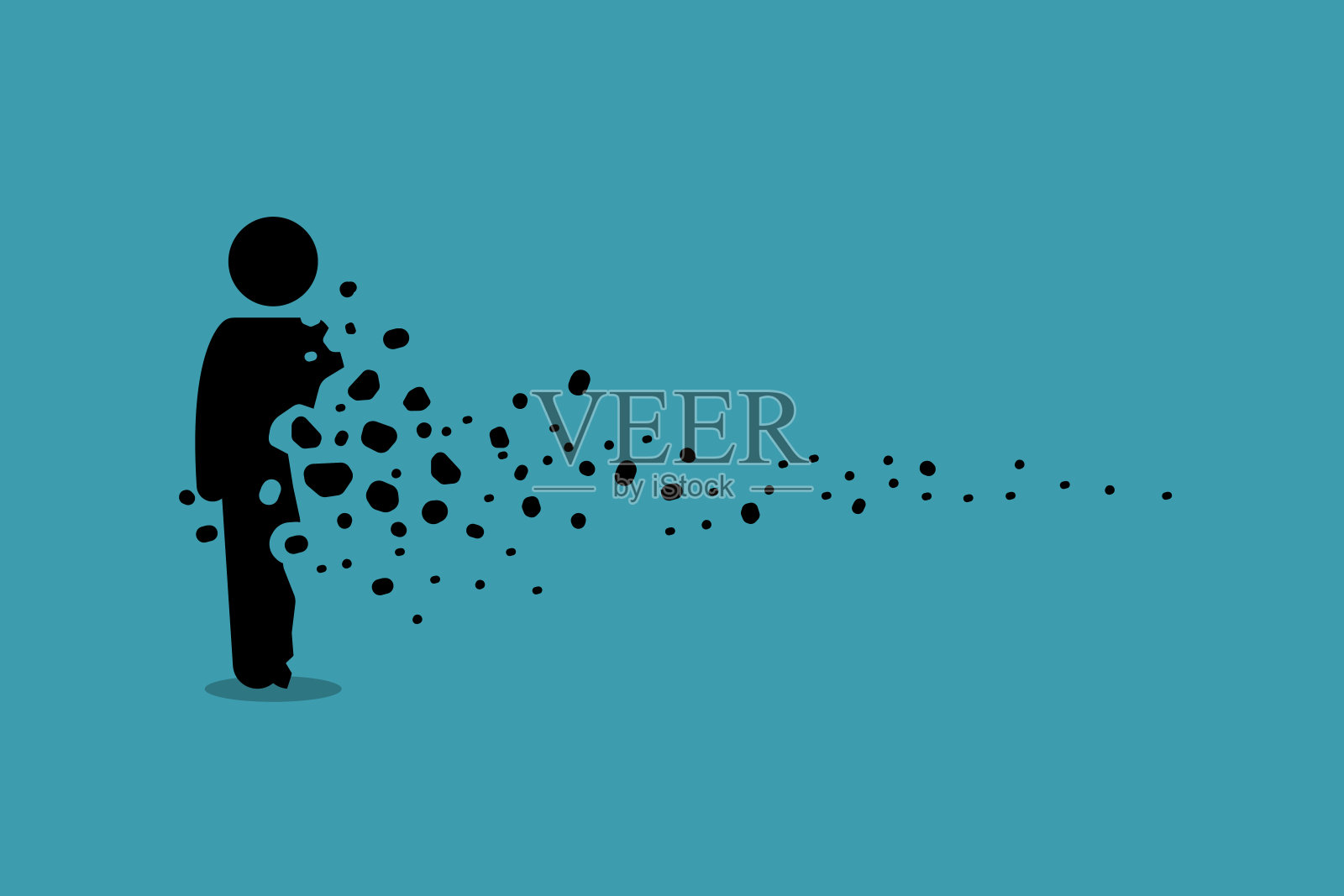 人，人，人，消失，消失，消失成细沙，尘埃和灰烬。插画图片素材