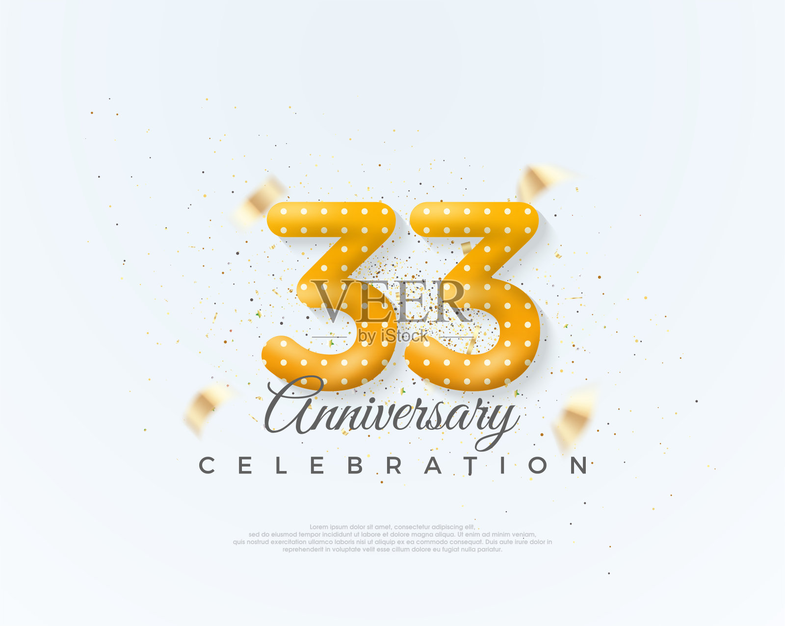 第33号是周年庆典。有独特和干净的气球号码。海报，横幅，庆祝问候的优质矢量。插画图片素材