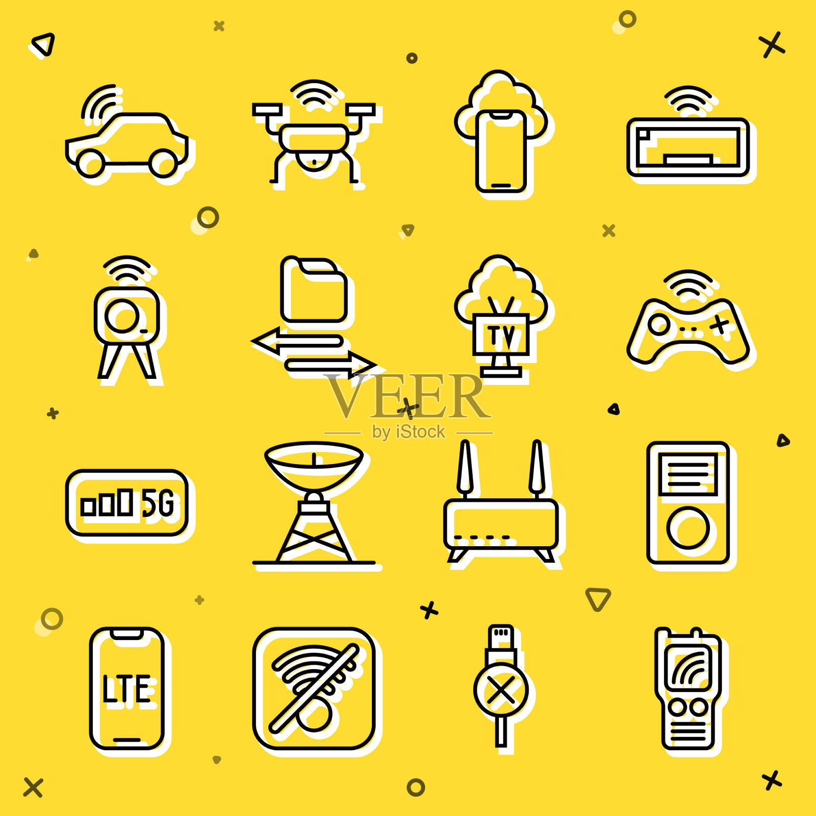 设置线路对讲机无线音乐播放器图标素材