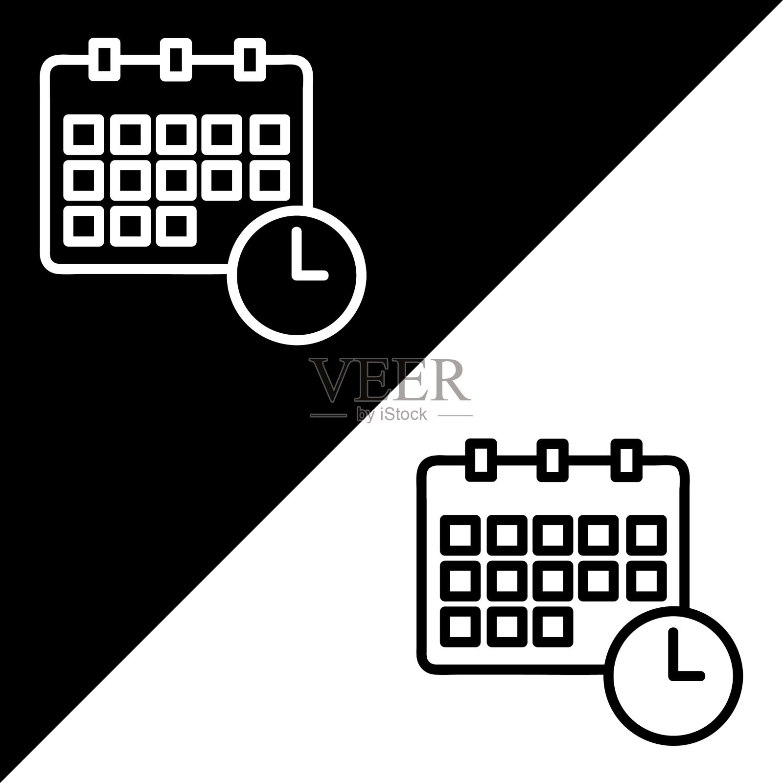 日历矢量图标，轮廓样式，隔离在白色背景上。插画图片素材