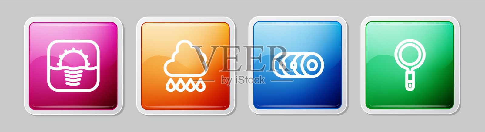 集线日出云与雨毯卷图标素材