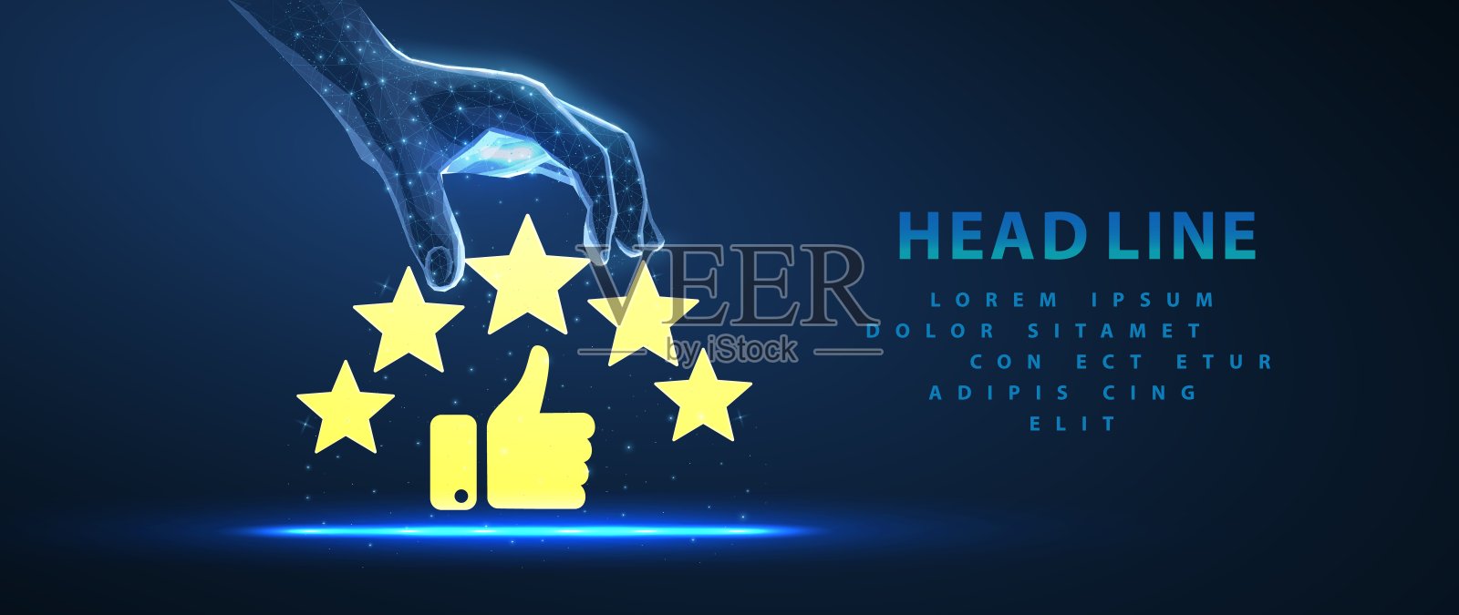 顾客评价五星和大拇指赞。声誉5星插画图片素材