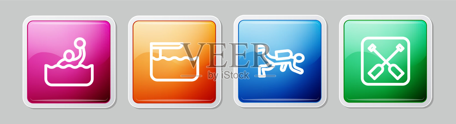 设置水球跳水板或跳板图标素材