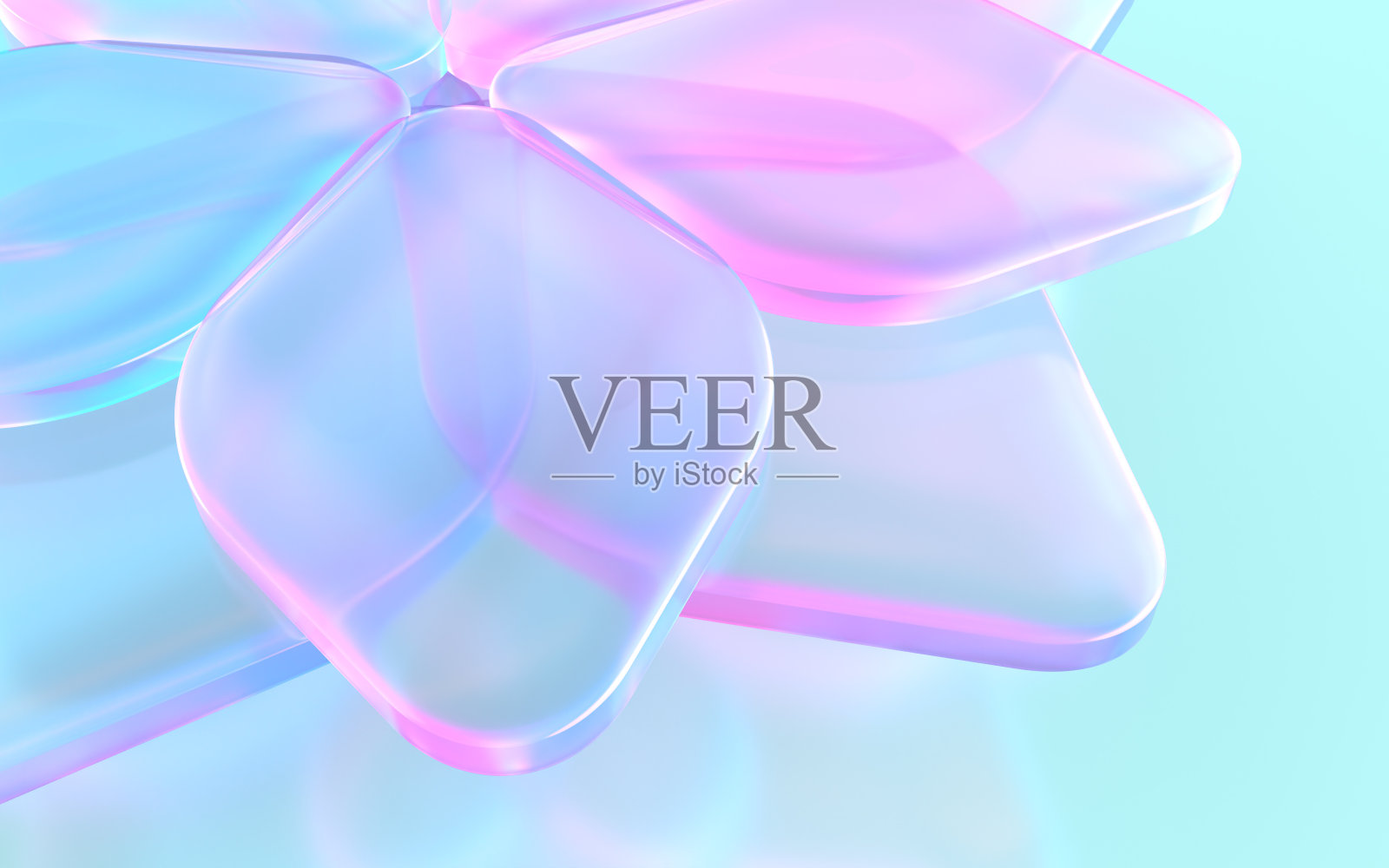 由水晶玻璃制成的花的3D插图照片摄影图片