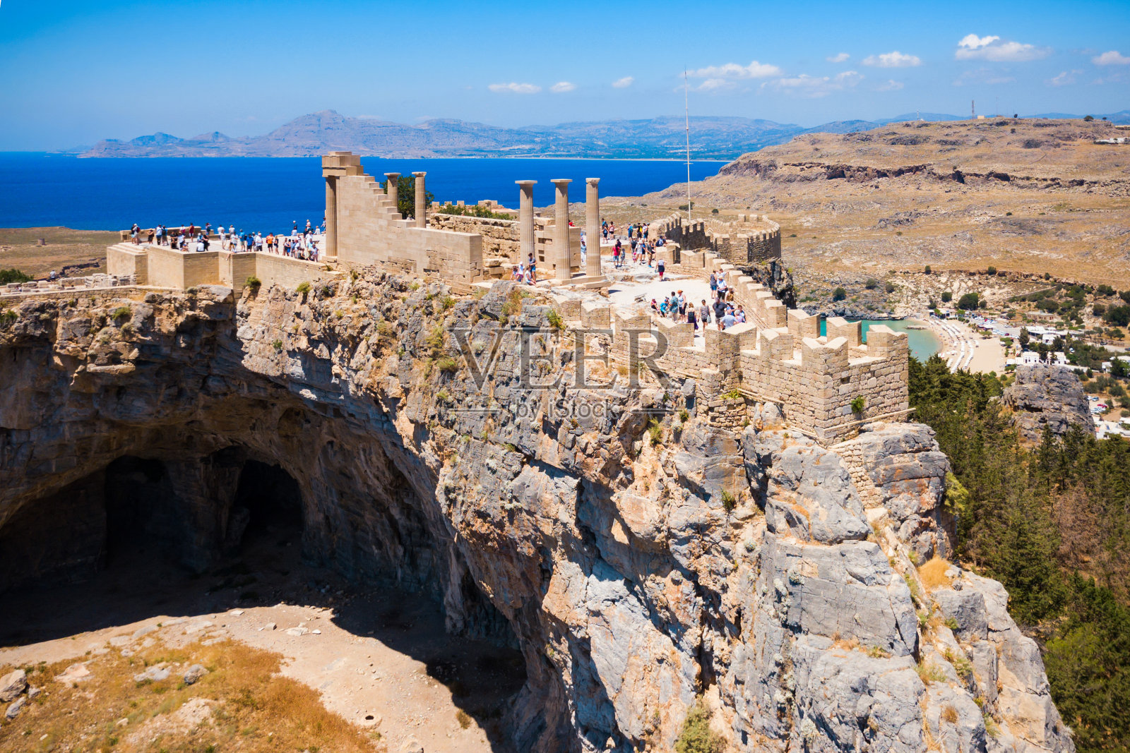 罗得岛的林多斯卫城和海滩照片摄影图片