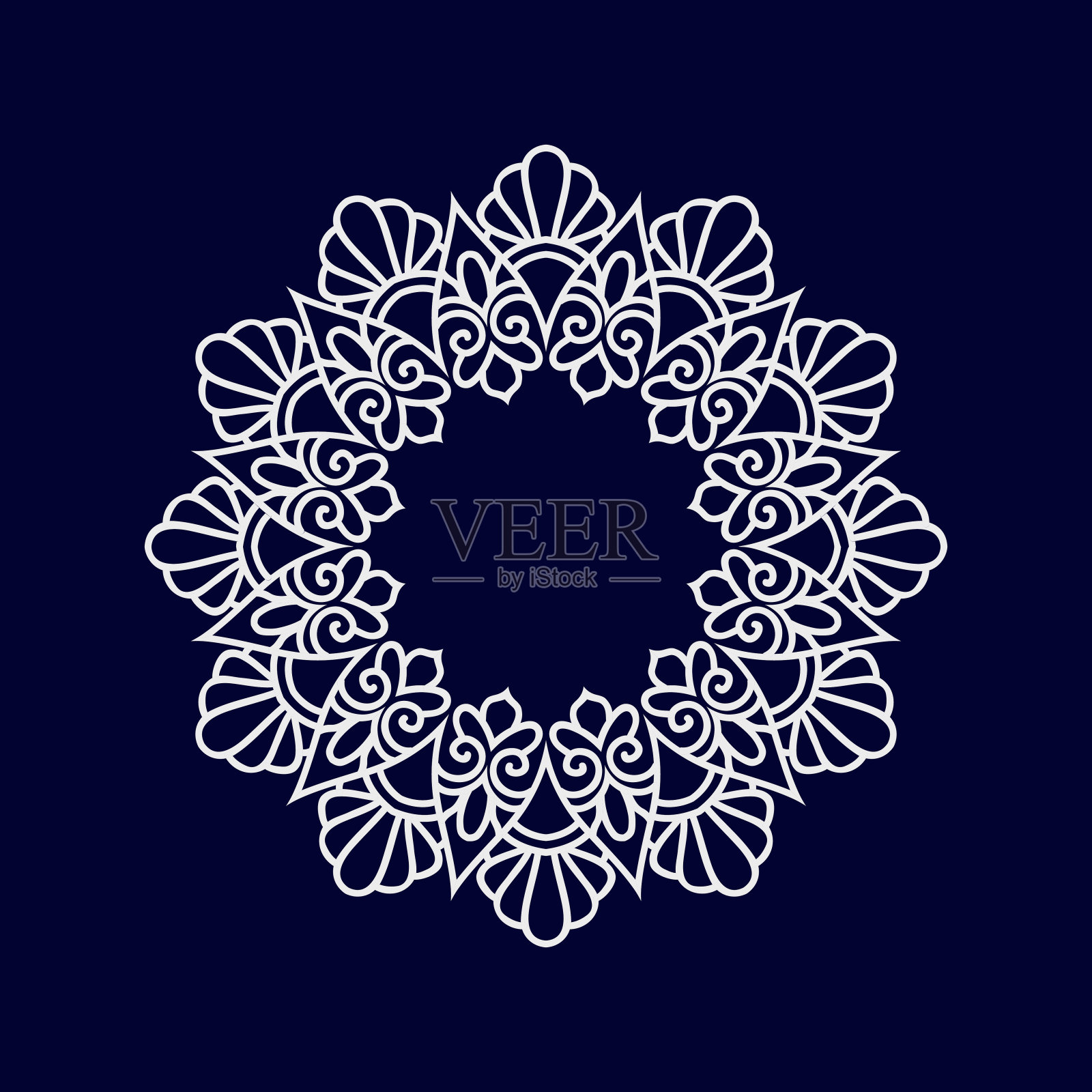 花曼陀罗矢量设计。曼陀罗艺术背景插画图片素材